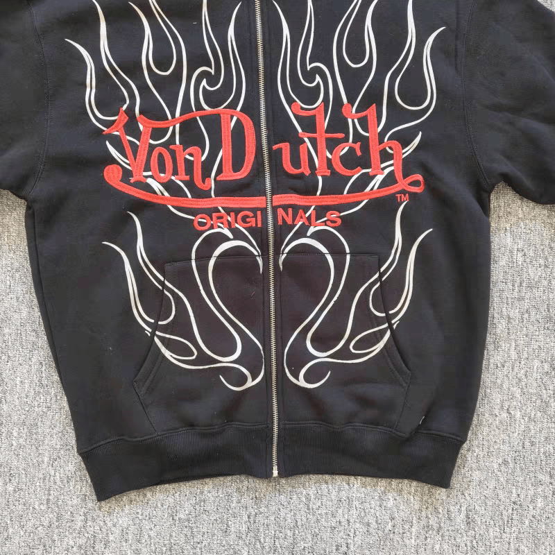 Von Dutch Von Dutch Originals Spellout Logo grunge flame zipupHoodie Size US L / EU 52-54 / 3 - 4 Thumbnail