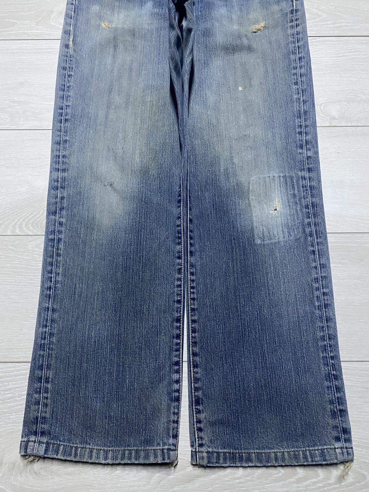 Wrangler Vintage Wrangler Faded Mud Wash Distressed Straight Jeans Size US 32 / EU 48 - 5 Thumbnail