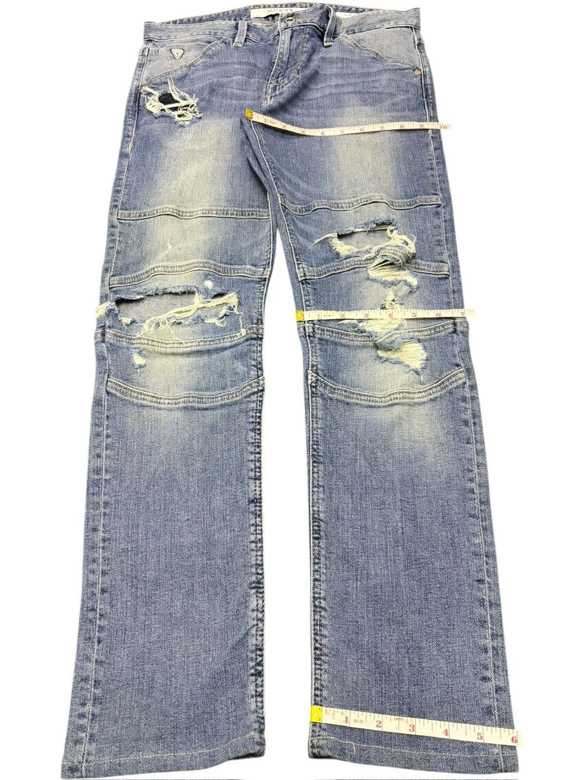 Guess Vintage Guess Faded Wash Distressed Jeans Size 31" - 8 Thumbnail