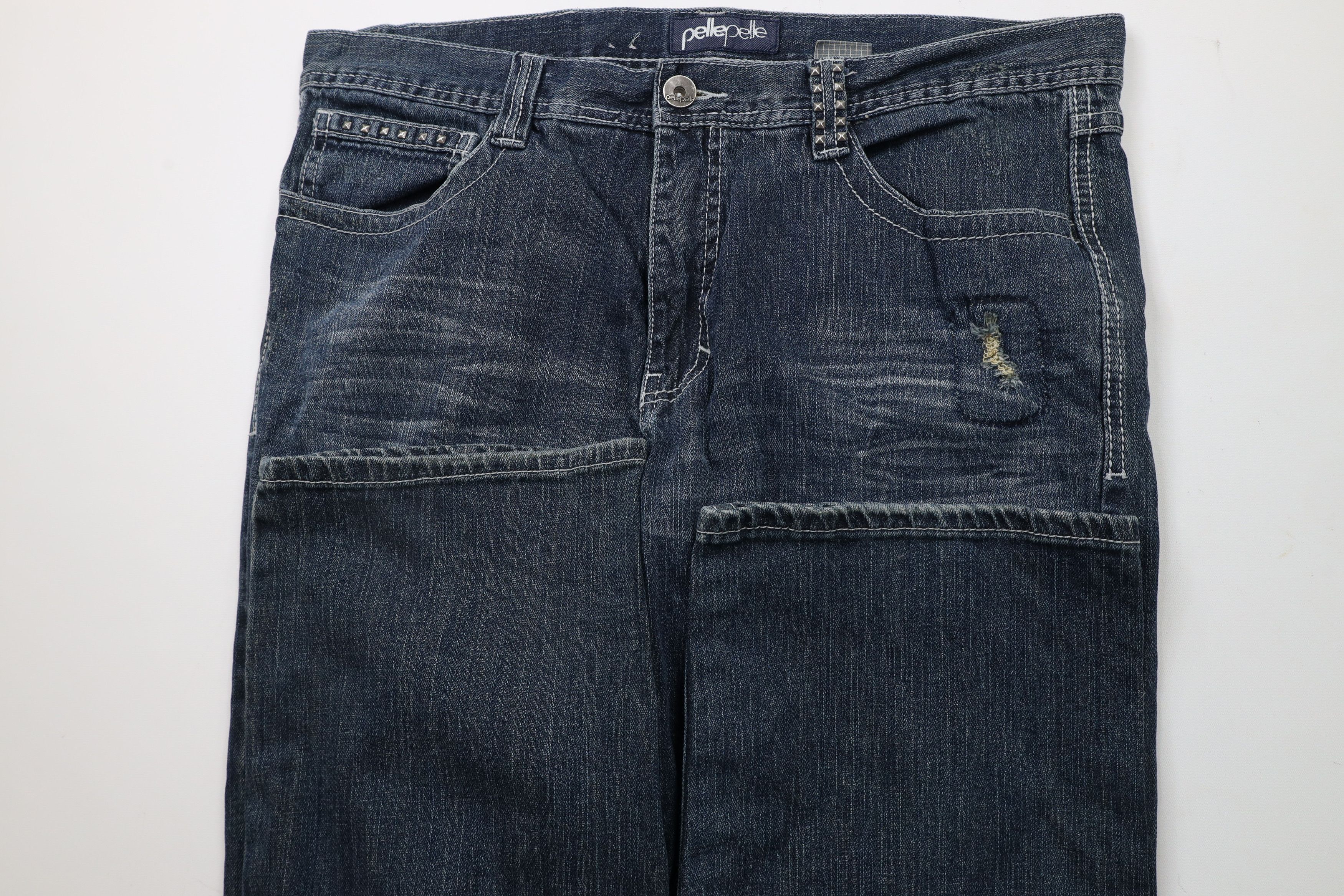 Vintage Pelle Pelle Studded Wide Leg Baggy Denim Jeans