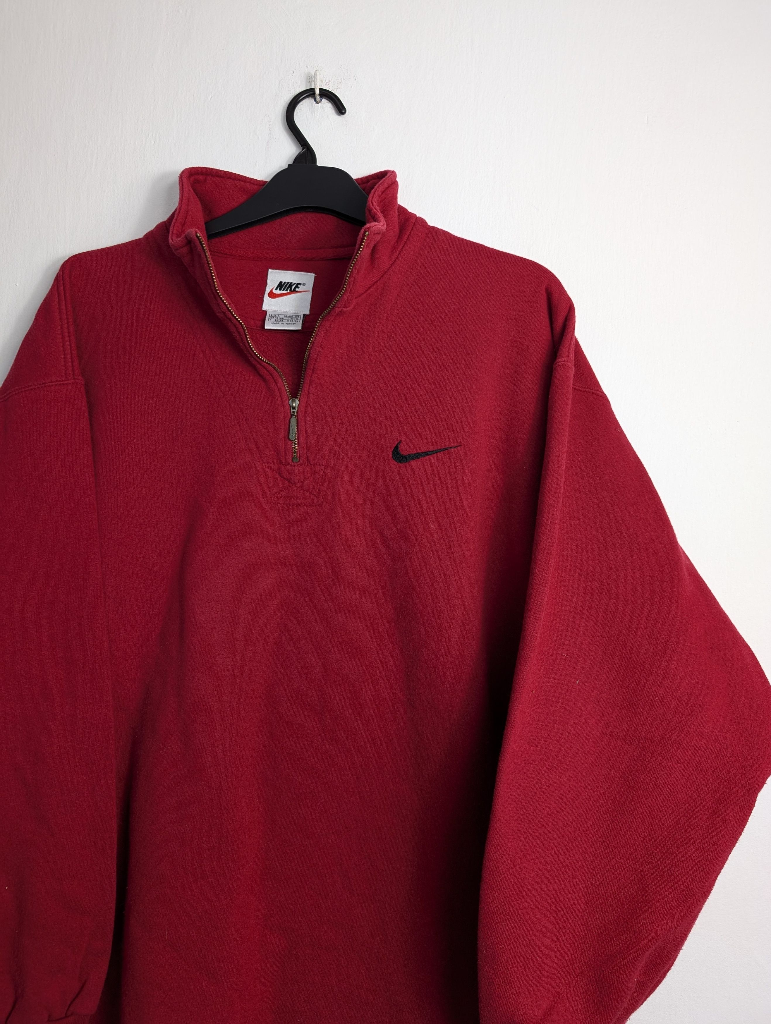 Nike Nike Vintage 90s Fleece Quarter Zip Red Swoosh Boxy Y2K Size US L / EU 52-54 / 3 - 2 Thumbnail