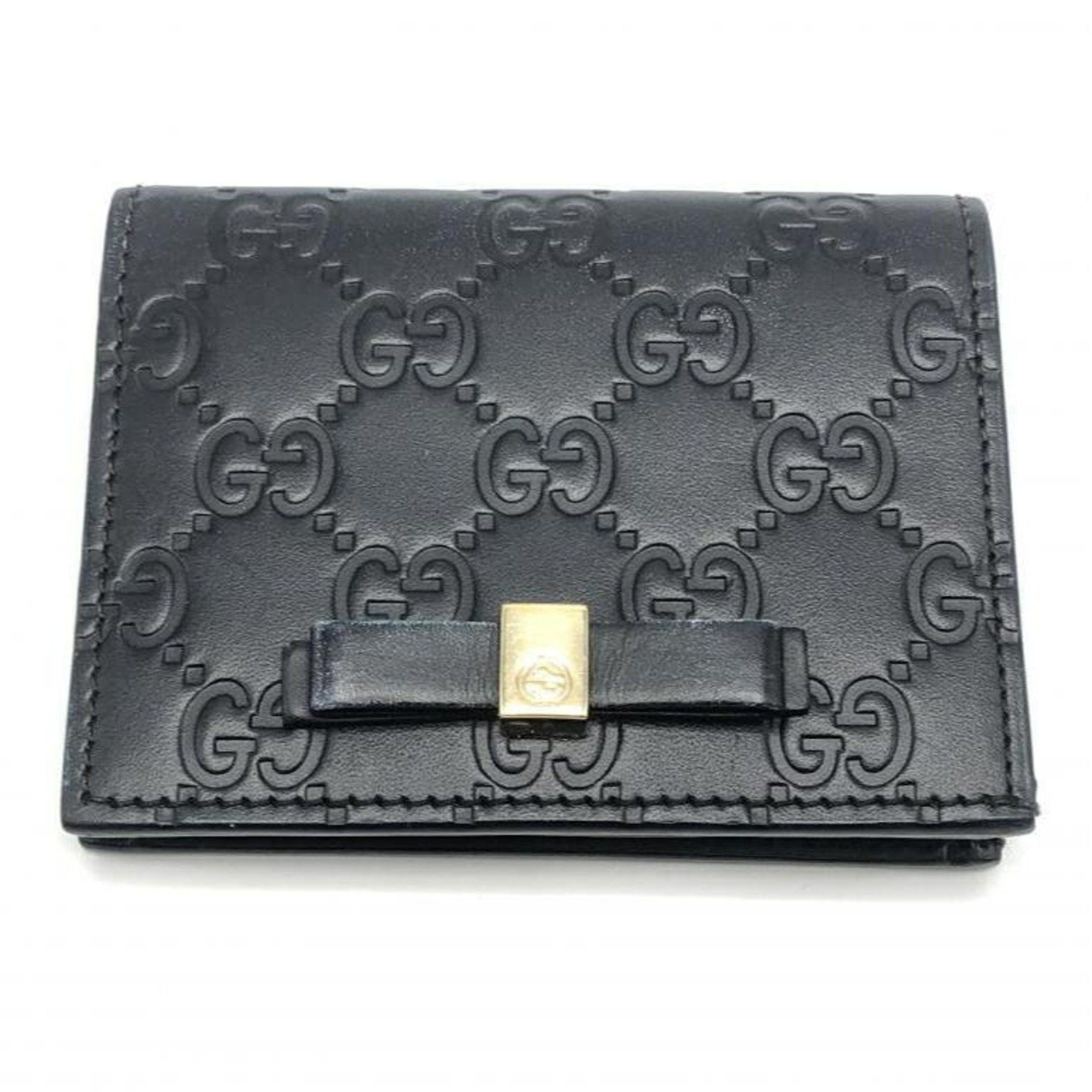 image of Gucci Guccissima Business Card Holder/card Case 406924/493075 Black Gucci, Women's