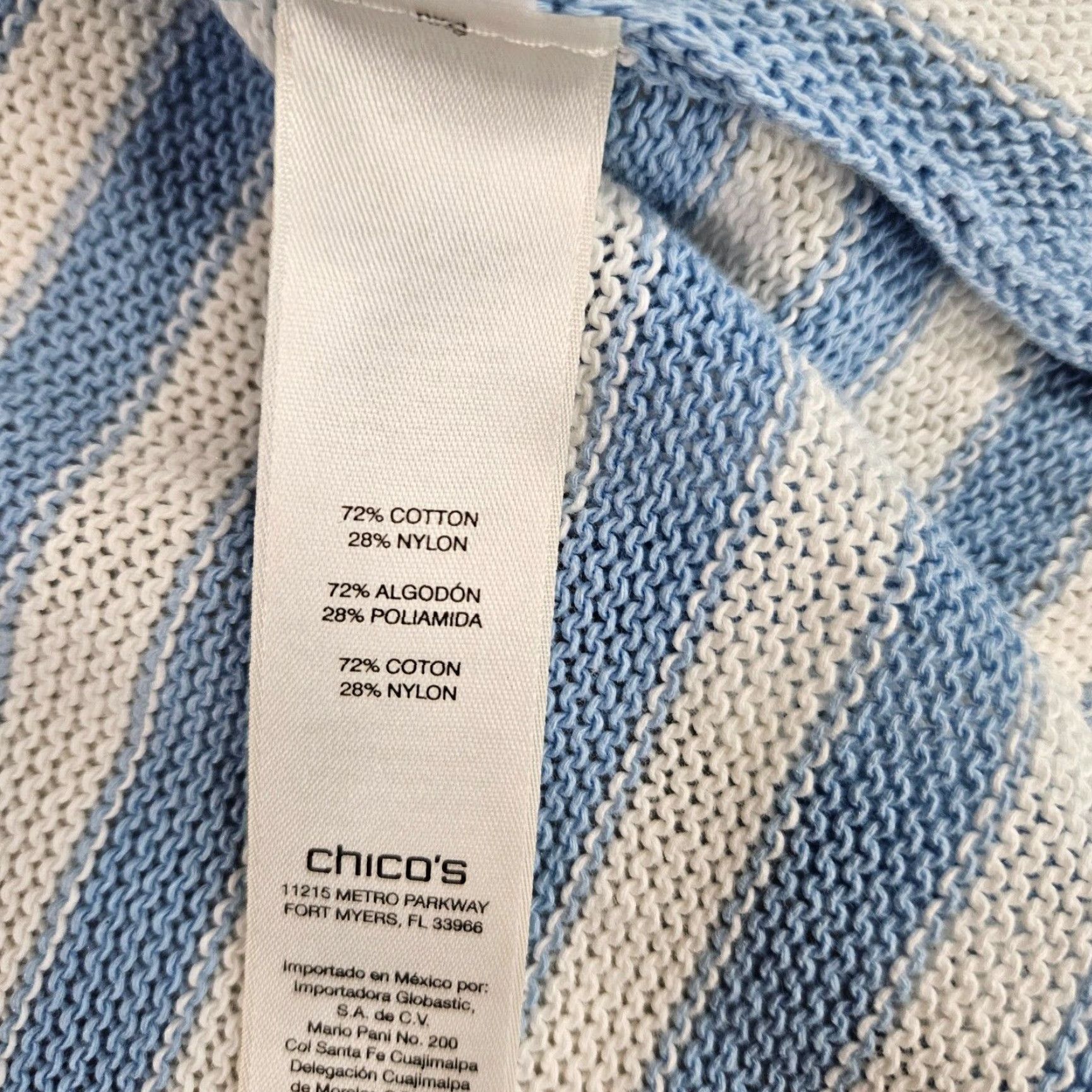 Vintage Chico's Womens Cardigan Sz Large Blue White Stripe Open Front Cotton Blend Sweater Knit Knitwear Size L / US 10 / IT 46 - 5 Thumbnail