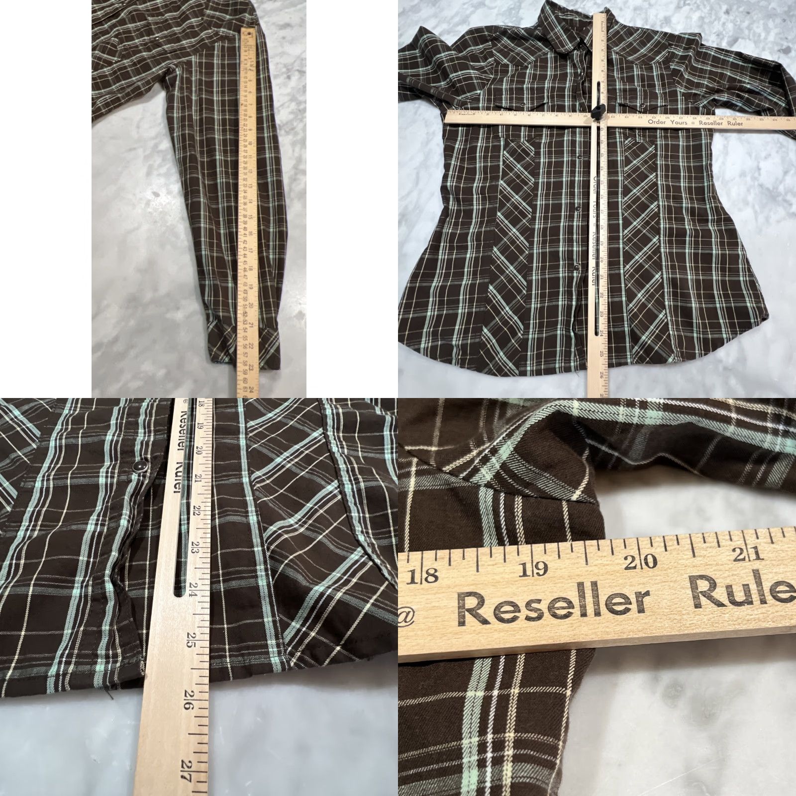 Roper Roper Western Snap Shirt Womens Large Plaid Brown Turquoise Fitted Go West Shirt Woman L Brown Plaid Slim Cotton Size L / US 10 / IT 46 - 8 Thumbnail