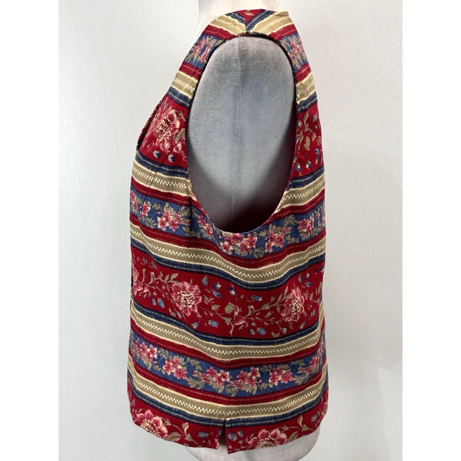 Talbots VINTAGE Talbots Floral Cotton Vest Medium Women's 90s Red Size M / US 6-8 / IT 42-44 - 2 Thumbnail