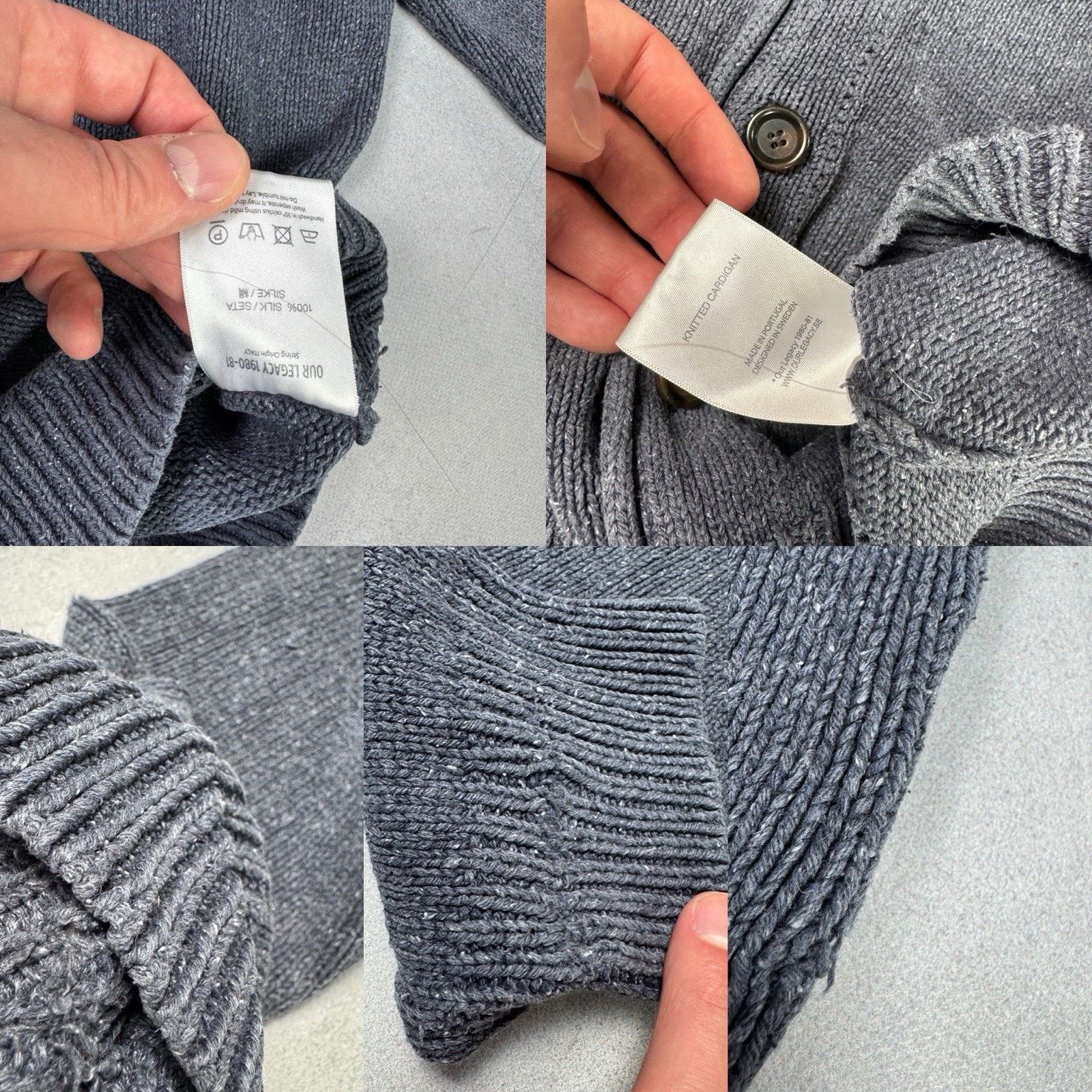 Our Legacy Our Legacy Men 100% Silk Grey Cardigan Size US M / EU 48-50 / 2 - 22 Thumbnail