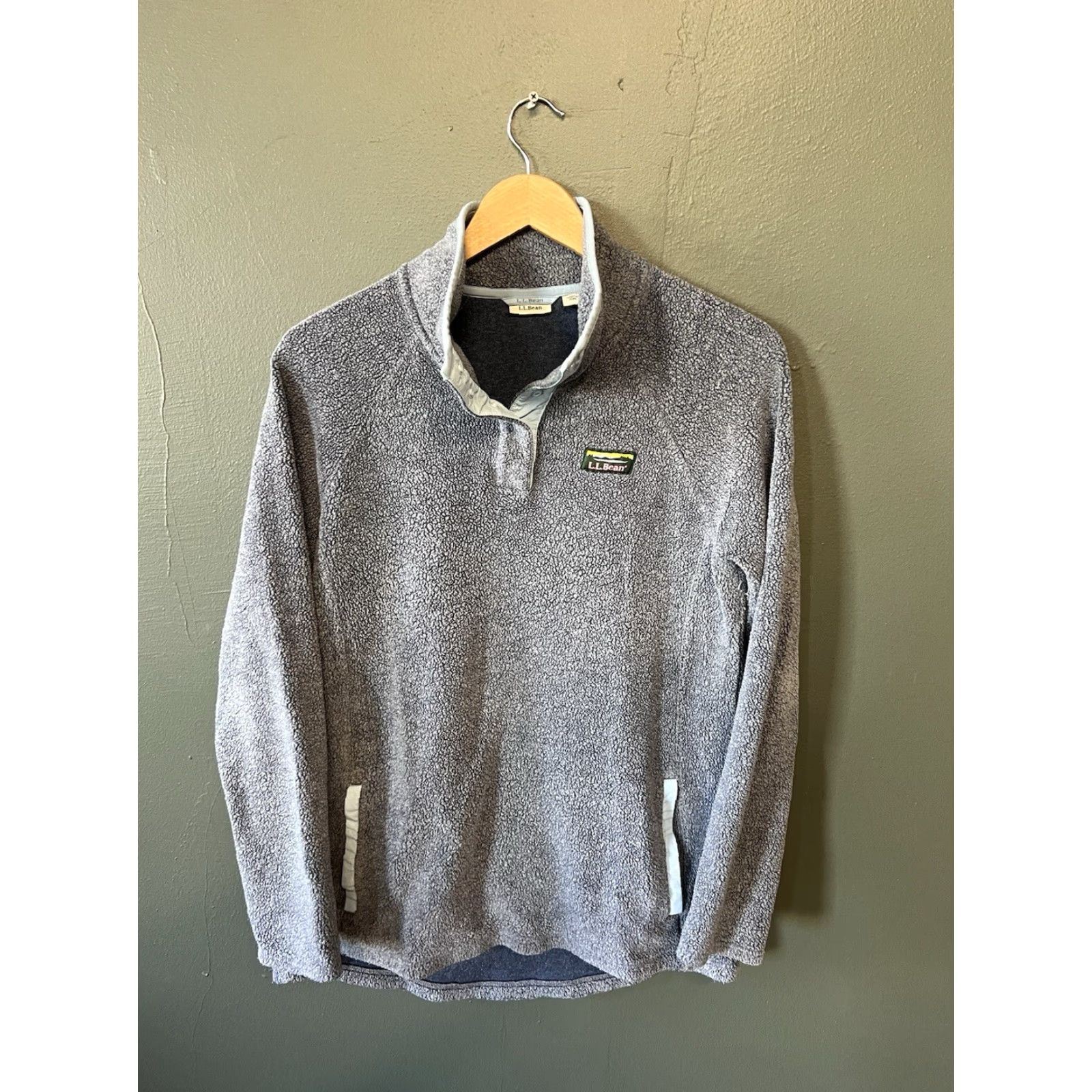 Vintage L.L. Bean Womens Gray Fleece Long Sleeve Mock Neck Sweater Size M Size M / US 6-8 / IT 42-44 - 2 Thumbnail