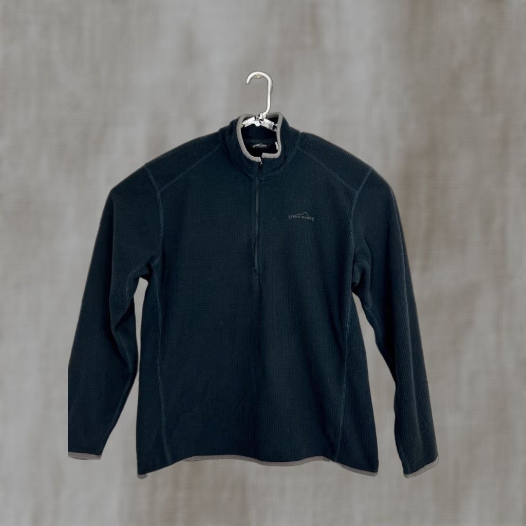 Eddie Bauer Eddie Bauer Pullover Sweater L Navy Blue 1/4 Waffle Polyester Mens L Size US L / EU 52-54 / 3 - 1 Thumbnail