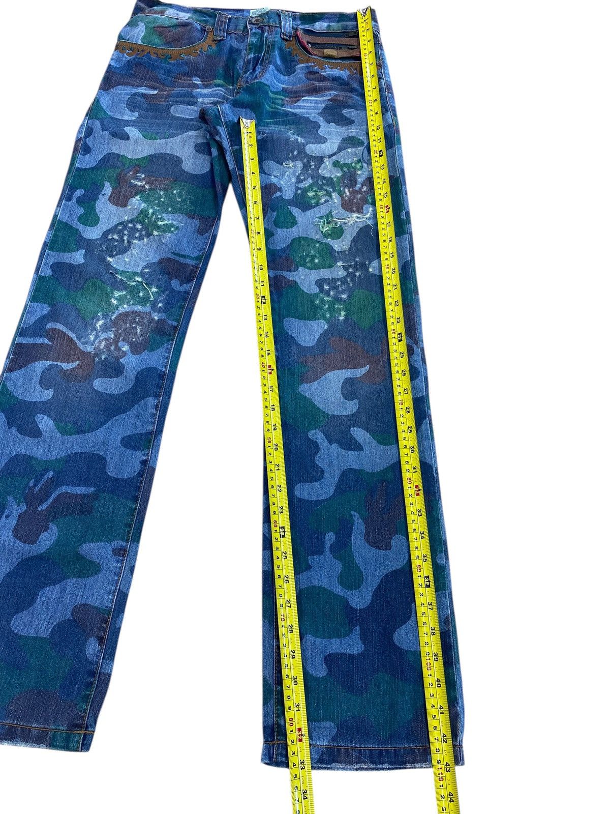 Japanese Brand Crazy Leopard Blue Camouflage Pattern Straight Cut Jeans Size US 32 / EU 48 - 8 Thumbnail