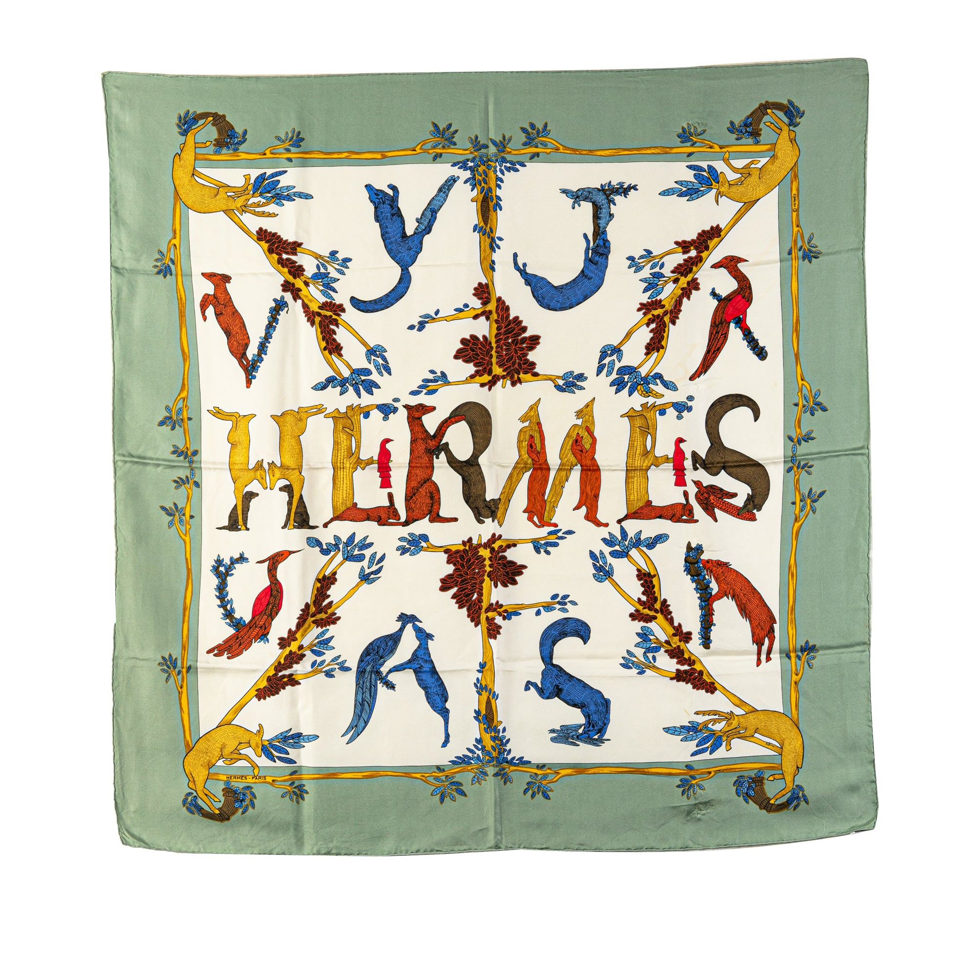 Hermes Hermès Alphabet III Silk Scarf White Size ONE SIZE - 1 Thumbnail