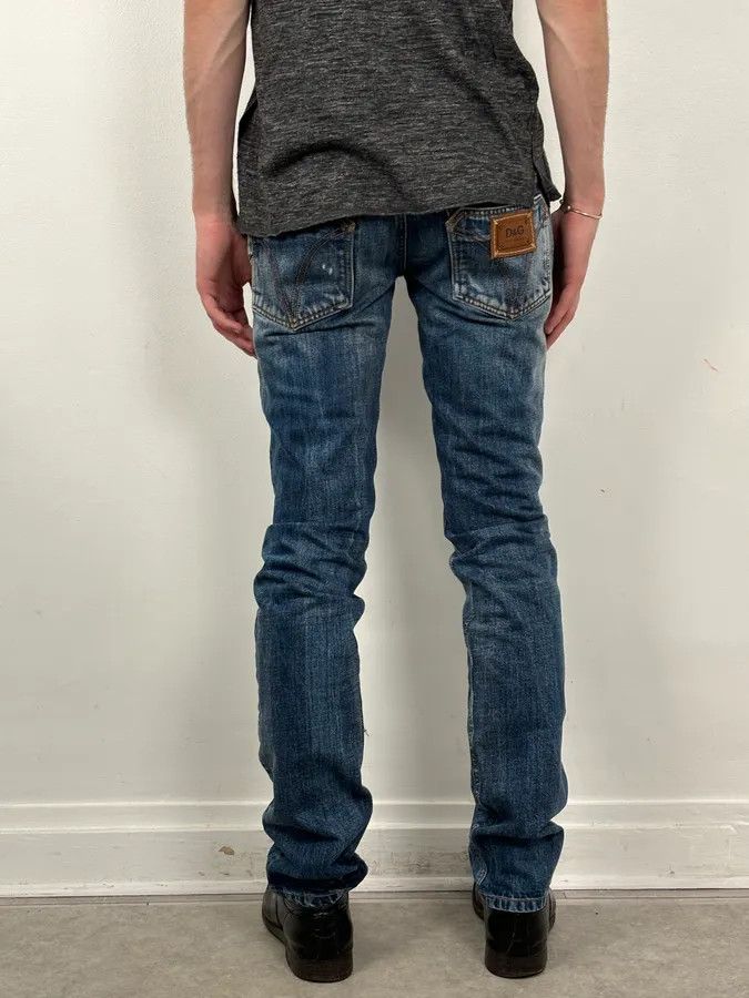 Dolce & Gabbana 2000s Dolce & Gabbana Blue Denim Washed Slim Jeans Size US 31 - 4 Thumbnail