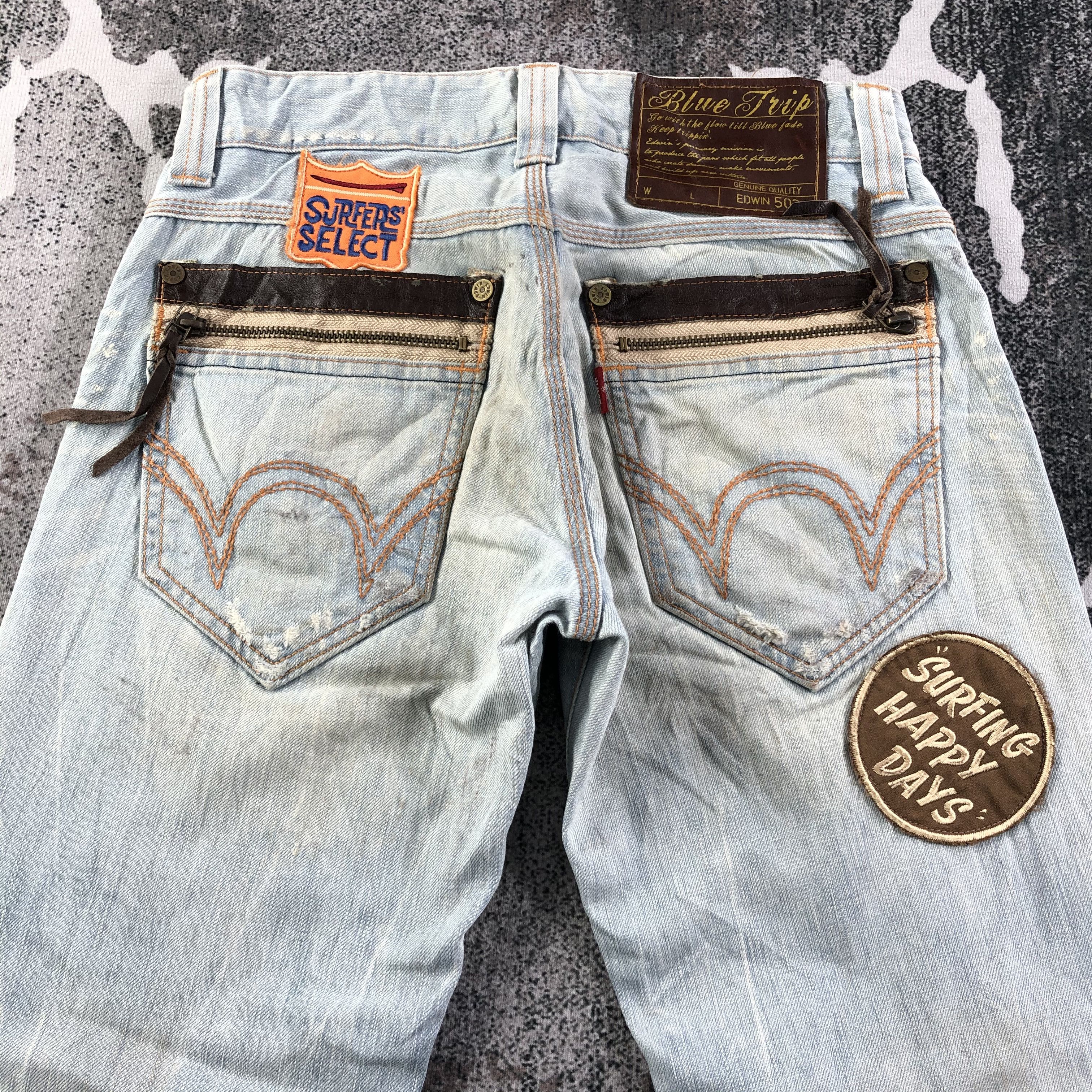 Edwin Edwin 503 Blue Trip Jeans Patchwork Denim KJ1640 Size US 28 / EU 44 - 4 Thumbnail