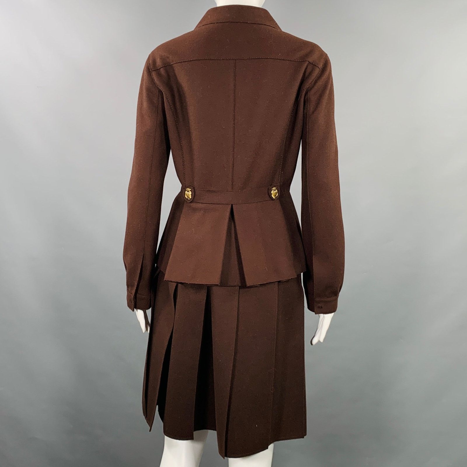 Miu Miu MIU MIU Size 8 Brown Wool Nylon Pleated Skirt Suit Size 30" / US 8 / IT 44 - 4 Thumbnail