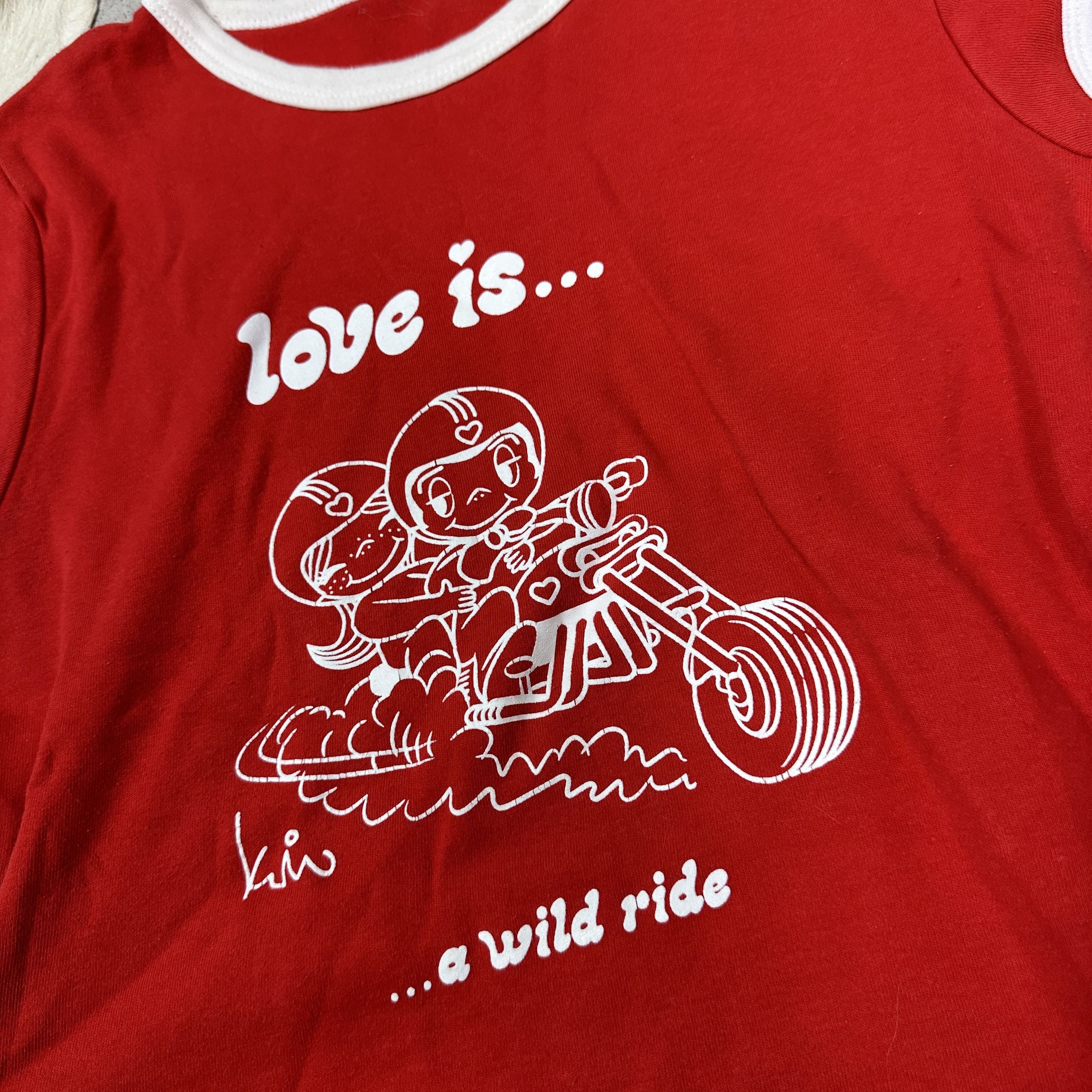 Vintage Vintage Streetwear Ringer Love is a Wild Ride T-shirt Y2K Size S / US 4 / IT 40 - 3 Thumbnail