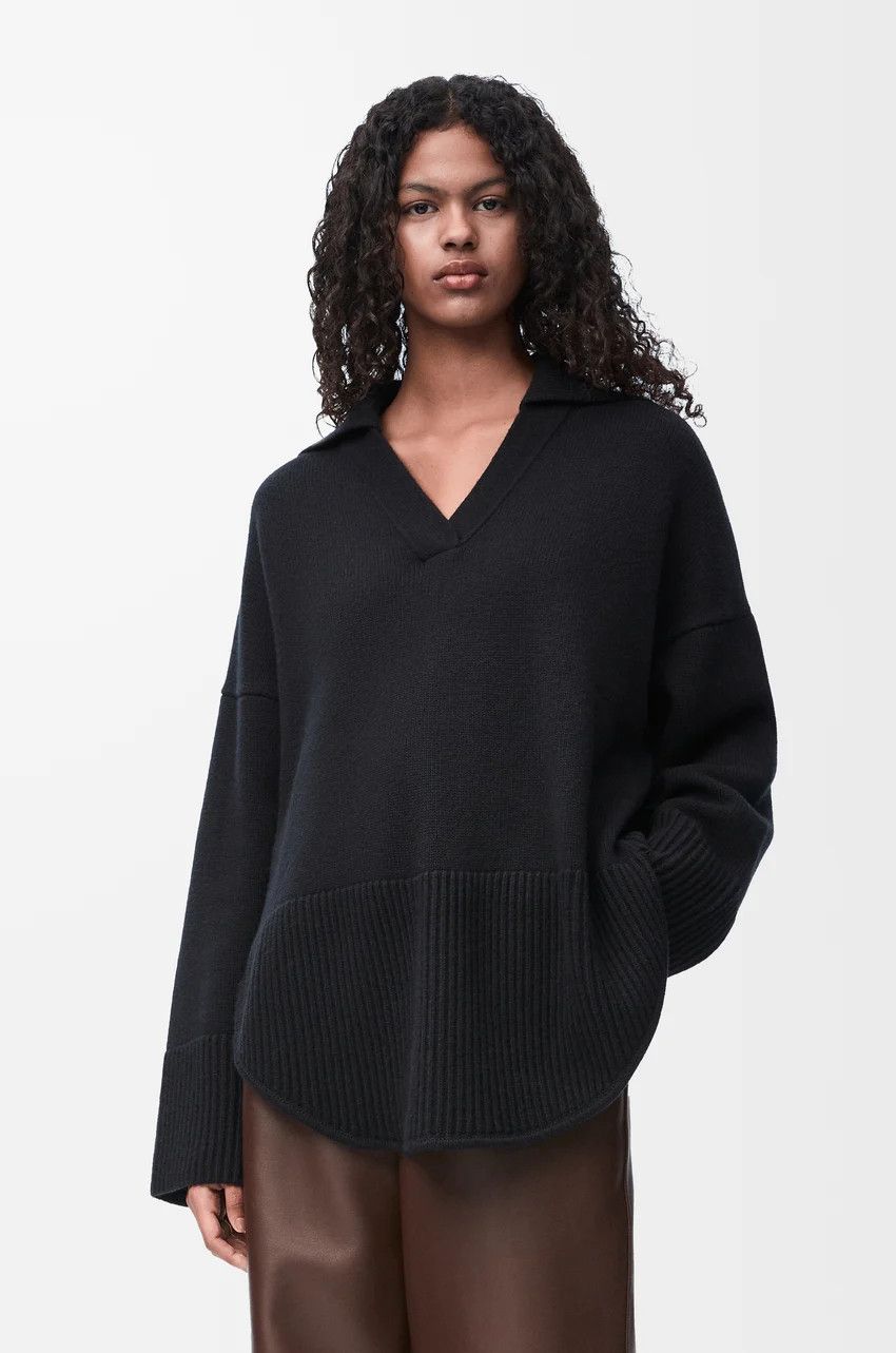 Loewe o1loc1c0525 Polo Sweater in Wool in Black Size M / US 6-8 / IT 42-44 - 3 Thumbnail
