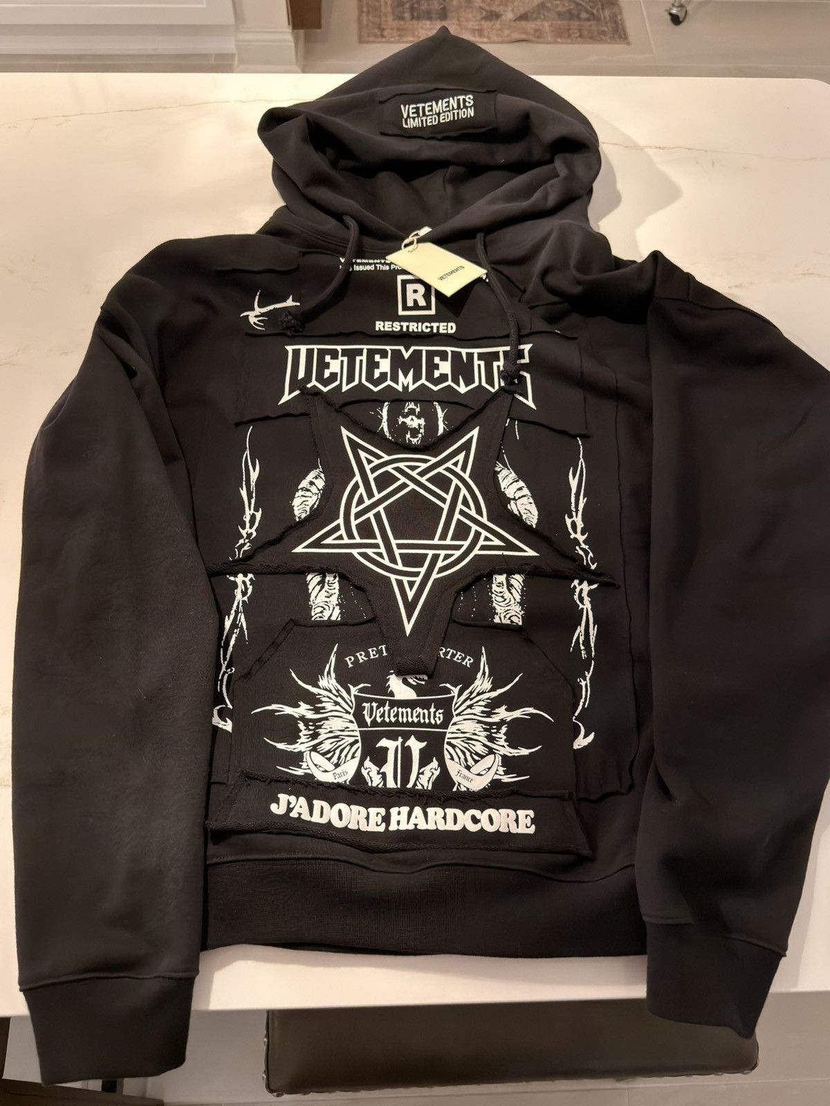 VTMNTS × Vetements Vetements 'J'adore Hardcore' Patched Hoodie