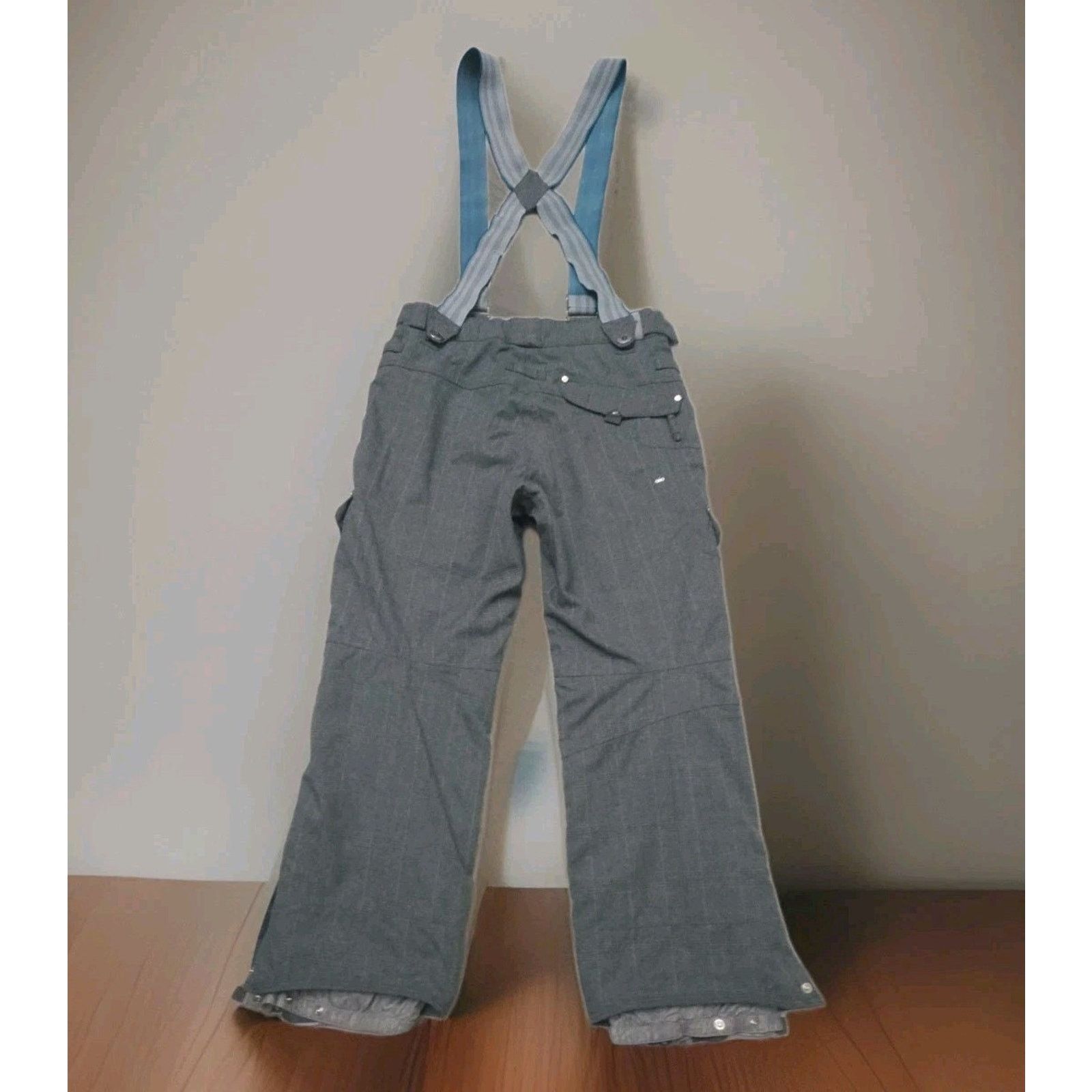 686 686 Gray Plaid Cargo Logo Ski Pants With Suspenders Men L Size US 34 / EU 50 - 4 Thumbnail