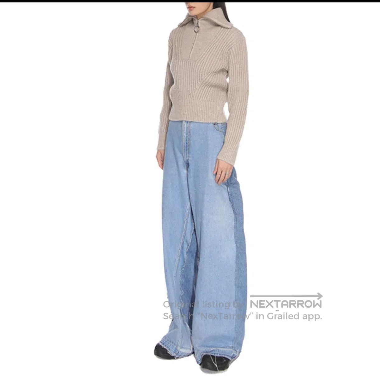 AMI Ami Paris Women's Solid Zip Collar Wool Sweater. Size M / US 6-8 / IT 42-44 - 8 Thumbnail