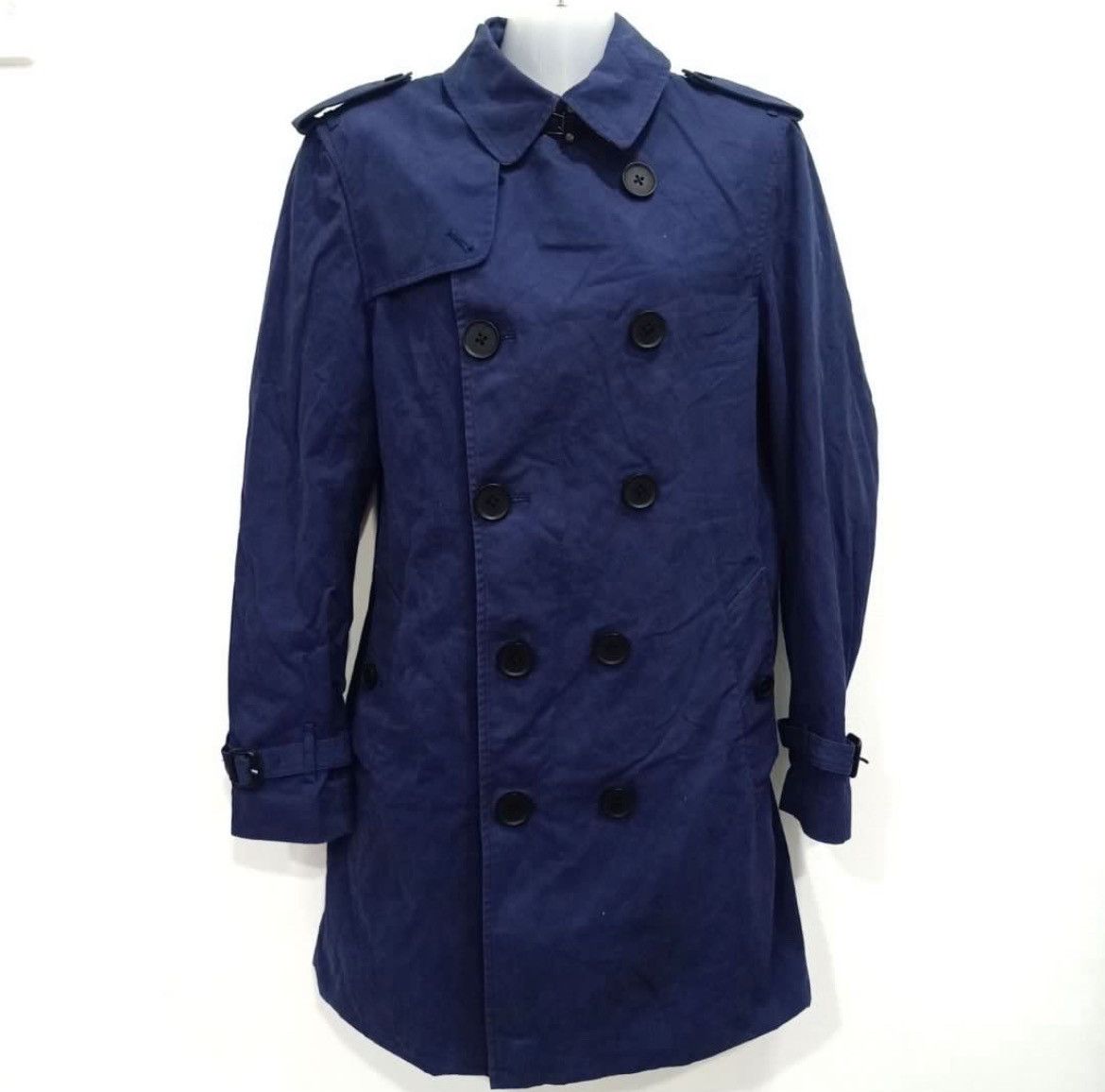 Burberry × Designer Burberry Brit Trench Coat Dark Blue Jacket Size US M / EU 48-50 / 2 - 2 Thumbnail