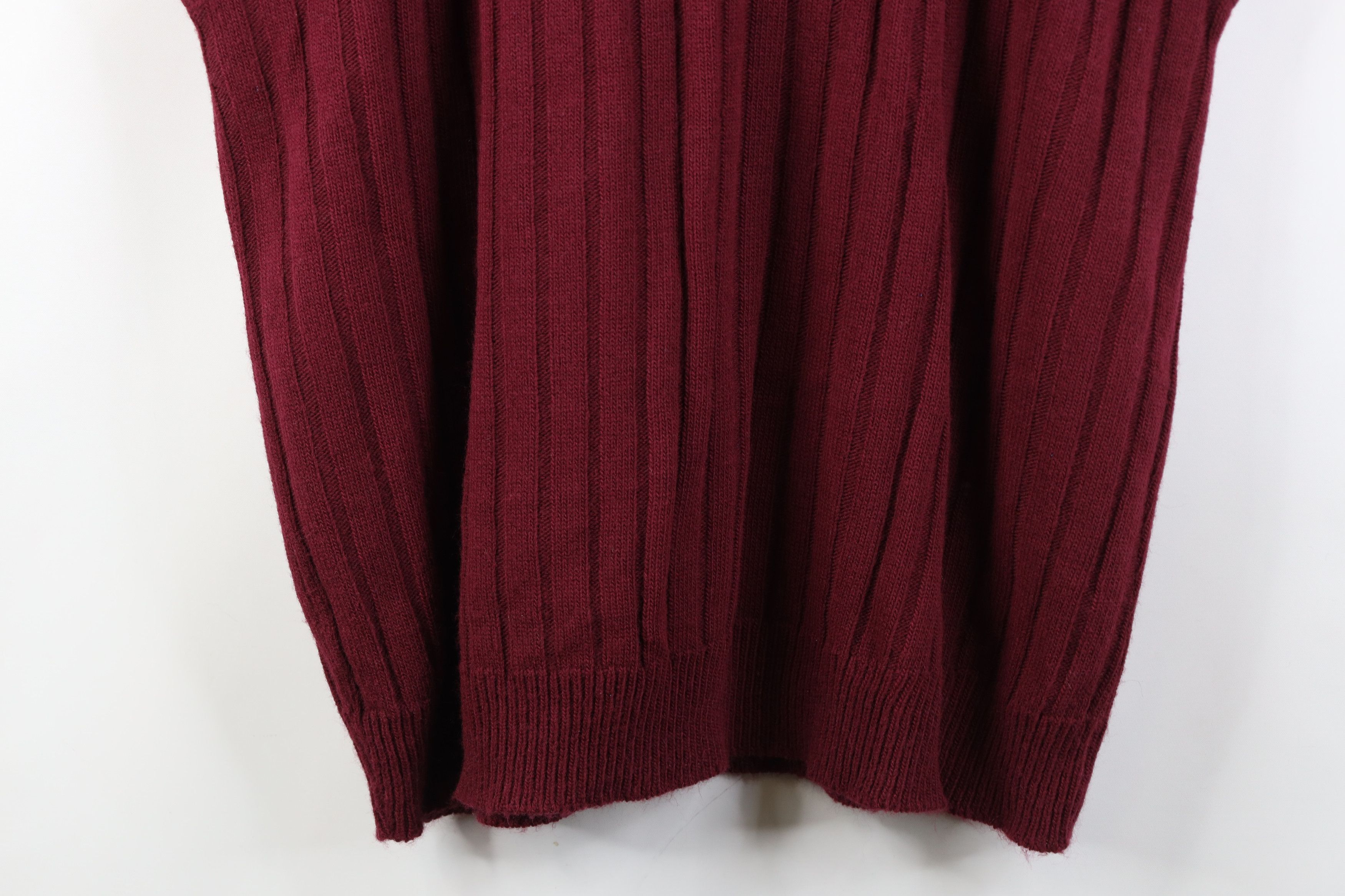 Vintage Vintage 70s Streetwear Ribbed Knit Sweater Vest Burgundy USA Size US XL / EU 56 / 4 - 9 Thumbnail