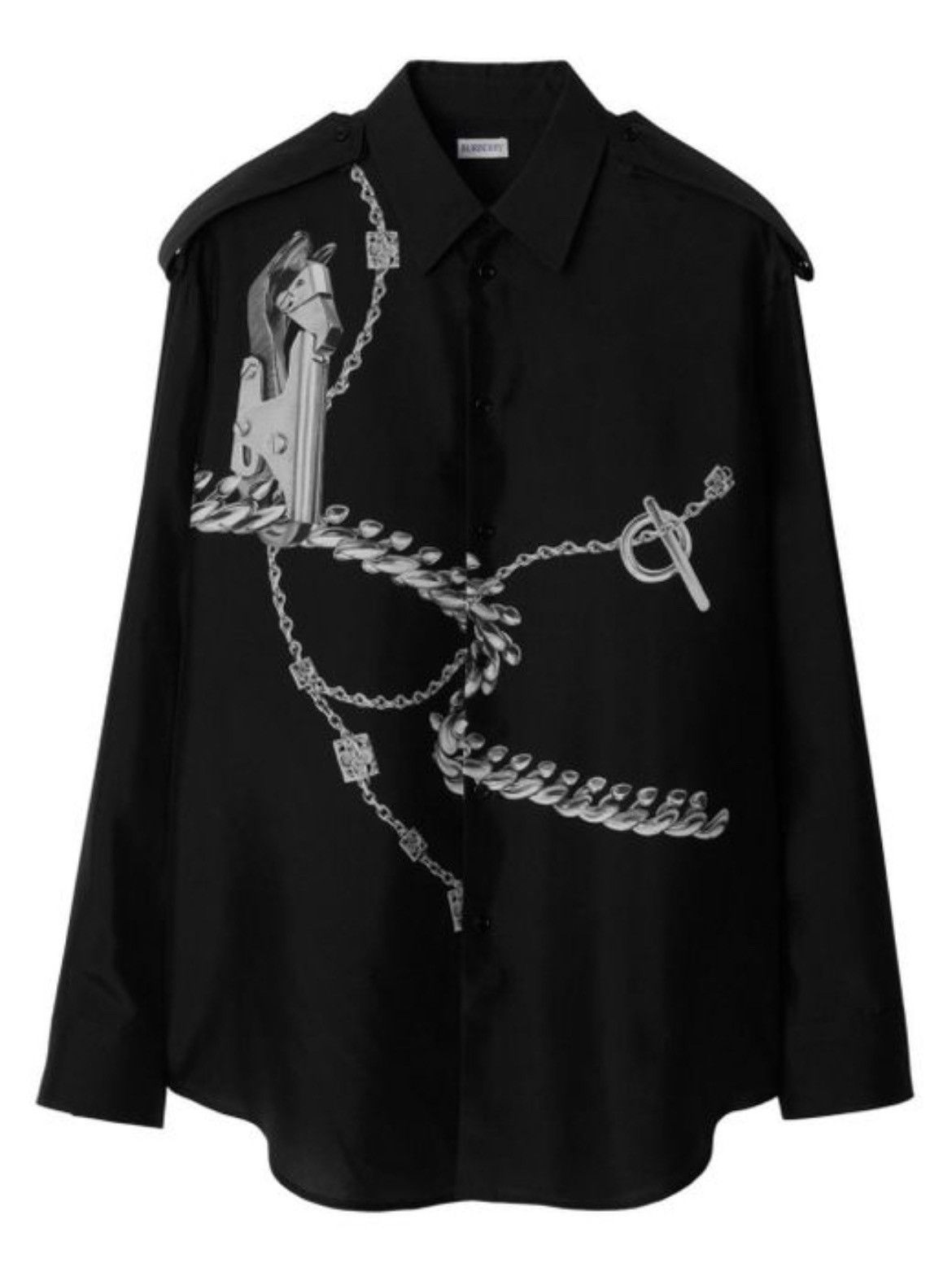 Burberry Prorsum Knight Hardware-print Silk Shirt Size US XL / EU 56 / 4 - 4 Thumbnail