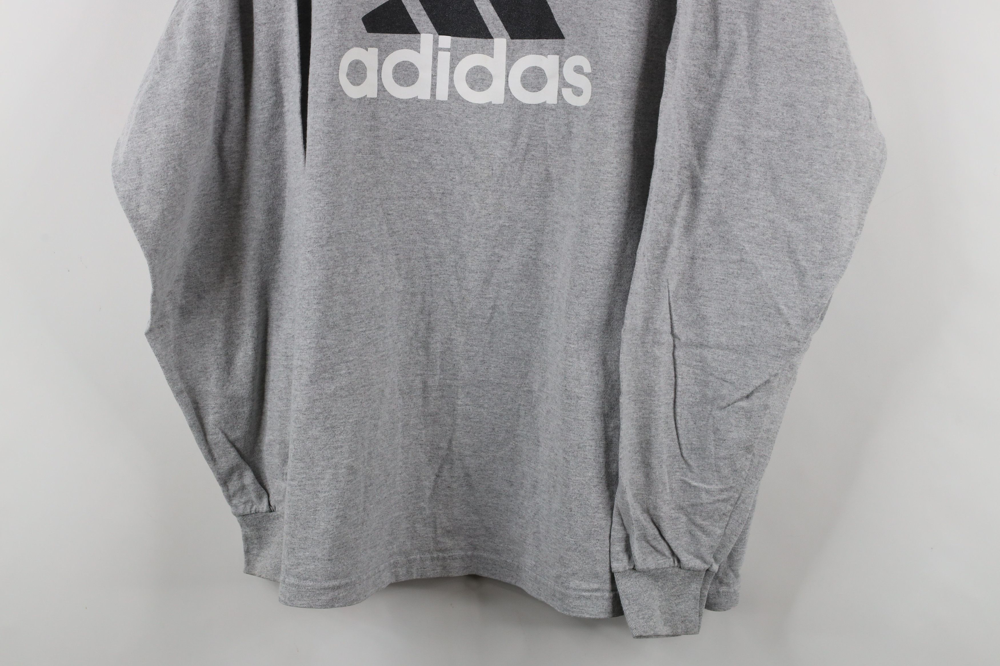 Adidas × Vintage Vintage 90s Adidas Logo Long Sleeve T-Shirt Heather Gray USA Size US XXL / EU 58 / 5 - 3 Thumbnail