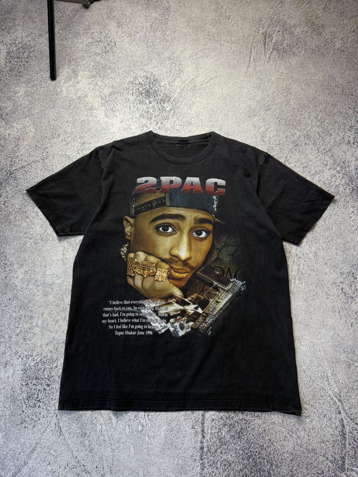 Vintage Vintage 2Pac Rap Tee Rock Tees 1996 Grail Very Rare Tee L Size US L / EU 52-54 / 3 - 1 Thumbnail