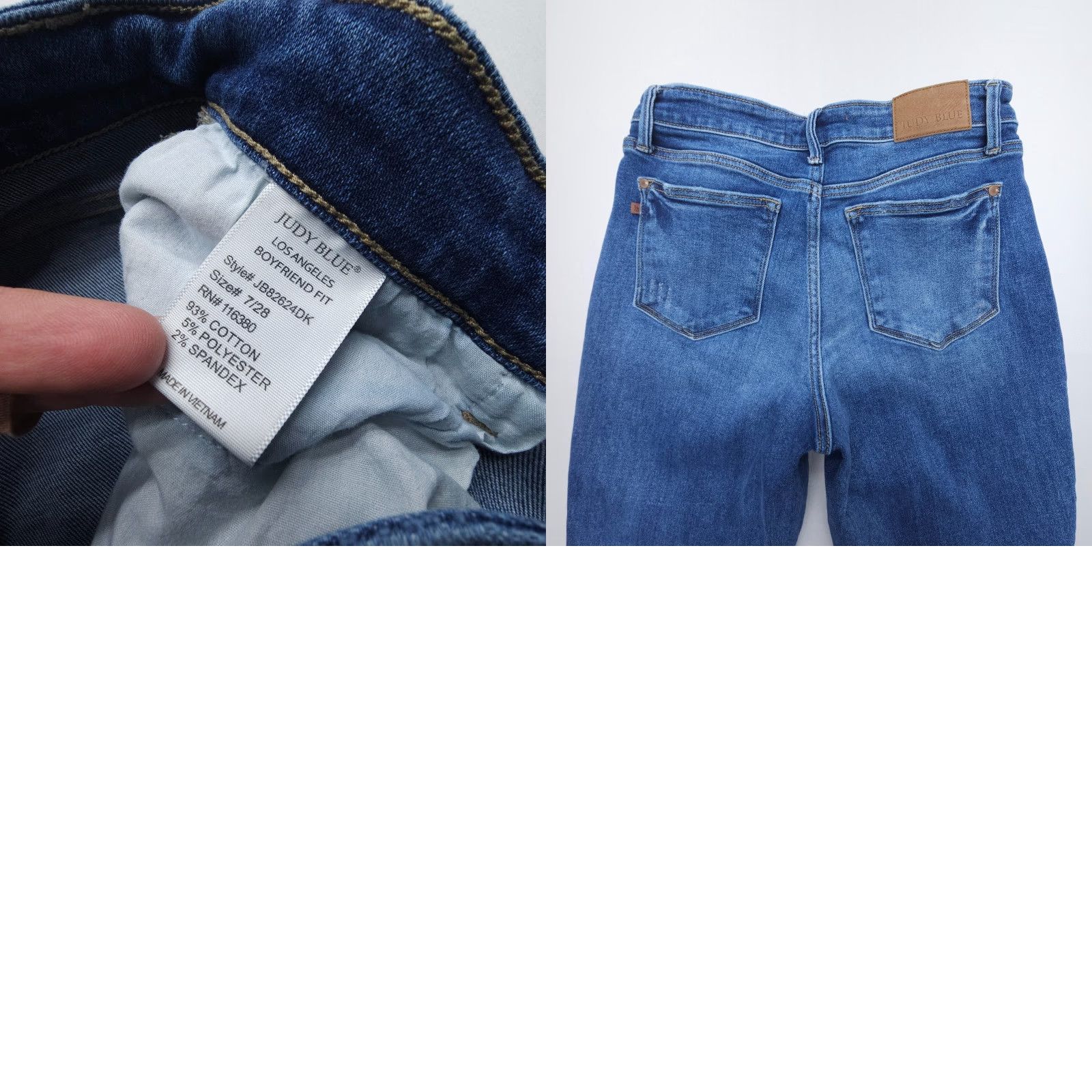 Denime Judy Blue Boyfriend Jeans Size 28 Dark Wash Stretch Denim Mid Rise Slim 5-Pocket Design Women's Jeans Size 28" / US 6 / IT 42 - 8 Thumbnail