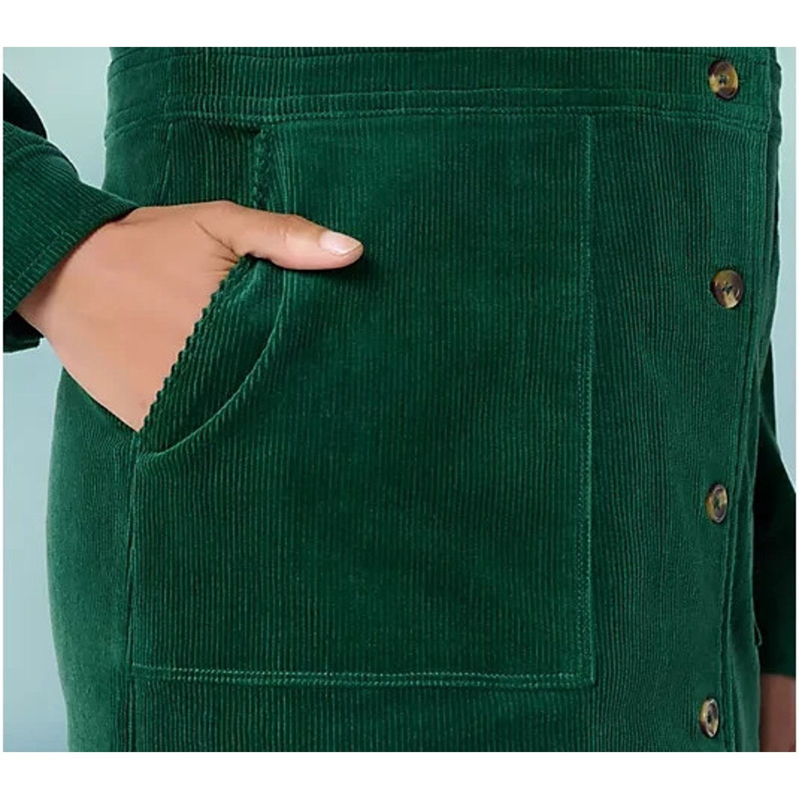 Laura Ashley Joan Rivers Stretch Corduroy Button Front Petite L A704923 Size L / US 10 / IT 46 - 3 Thumbnail