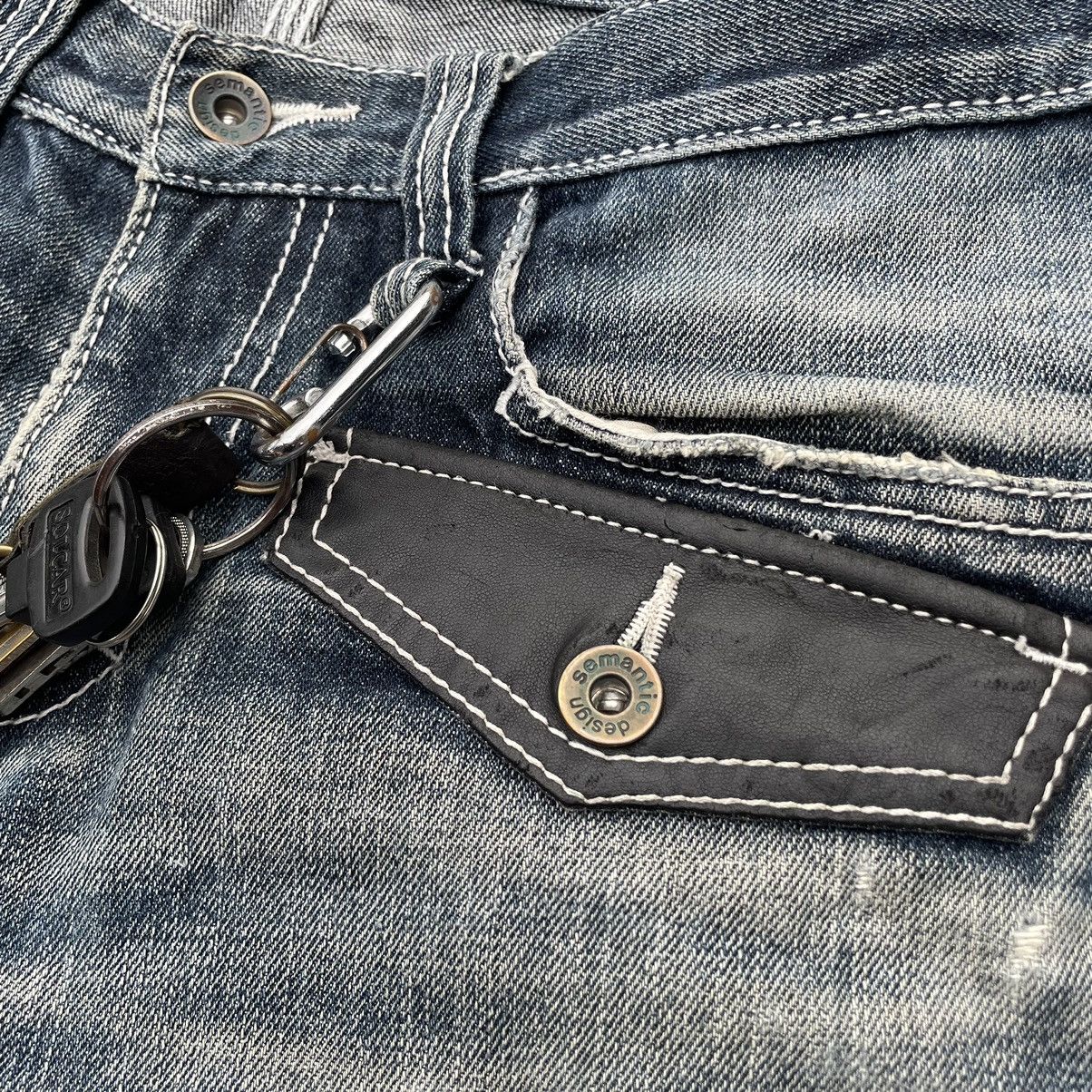 semanticdesign 🇯🇵 SEMANTIC DESIGN LEATHER POCKET WASHED DENIM PANTS Size US 29 - 11 Thumbnail