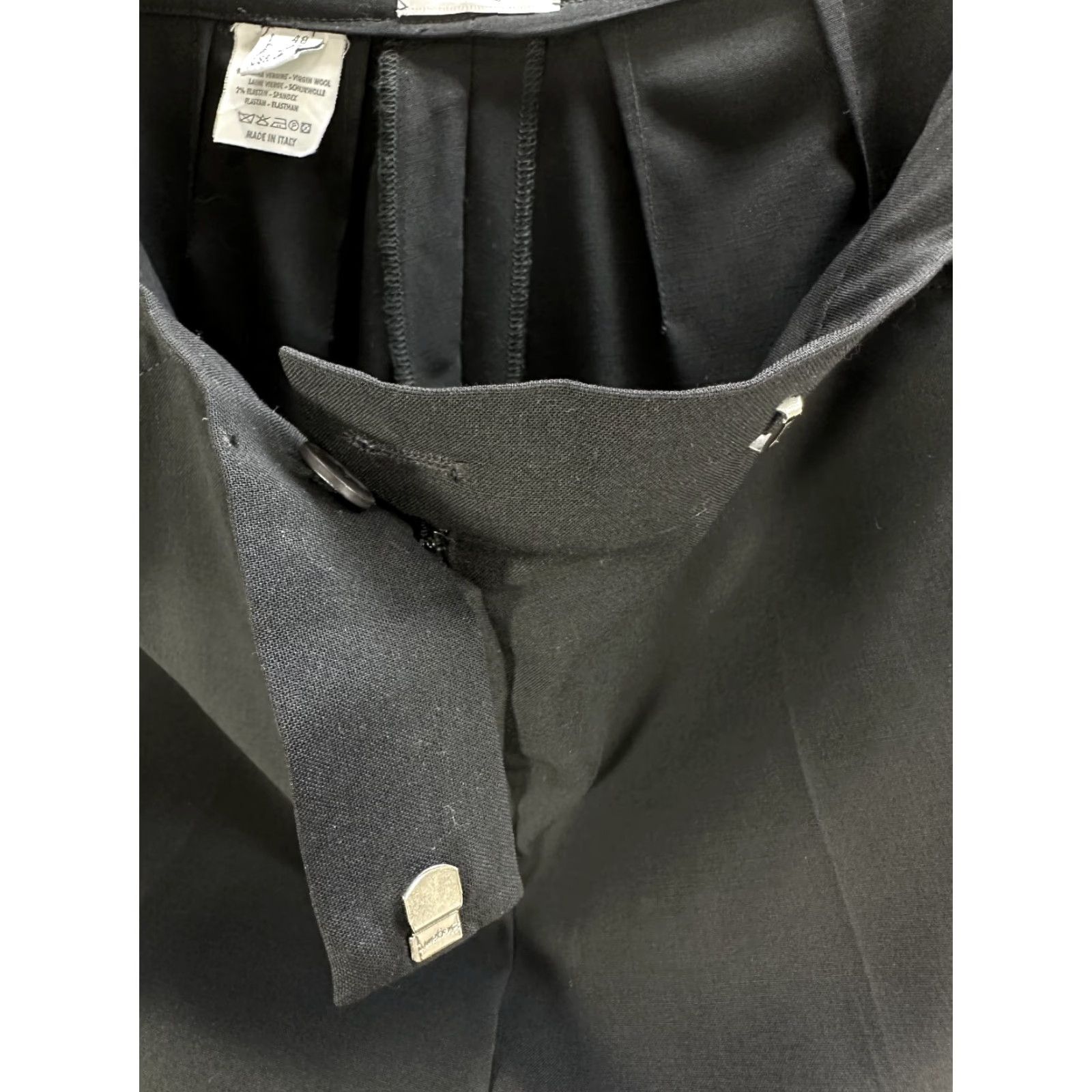 Vintage Gunex Women's Black Wide Leg Dress Pants Wool High Rise Sz 12 N/A Size 24" / US 00 / IT 34 - 5 Thumbnail