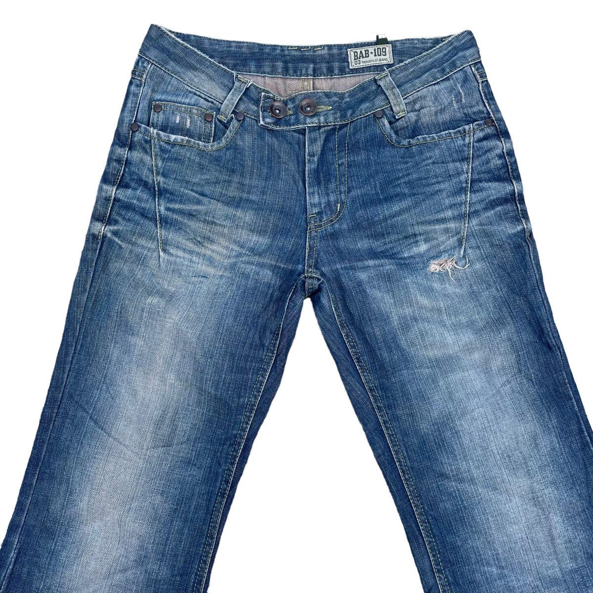 If Six Was Nine BAB 109 DISTRESSED FLARE DENIM PANTS Size 29" - 3 Thumbnail