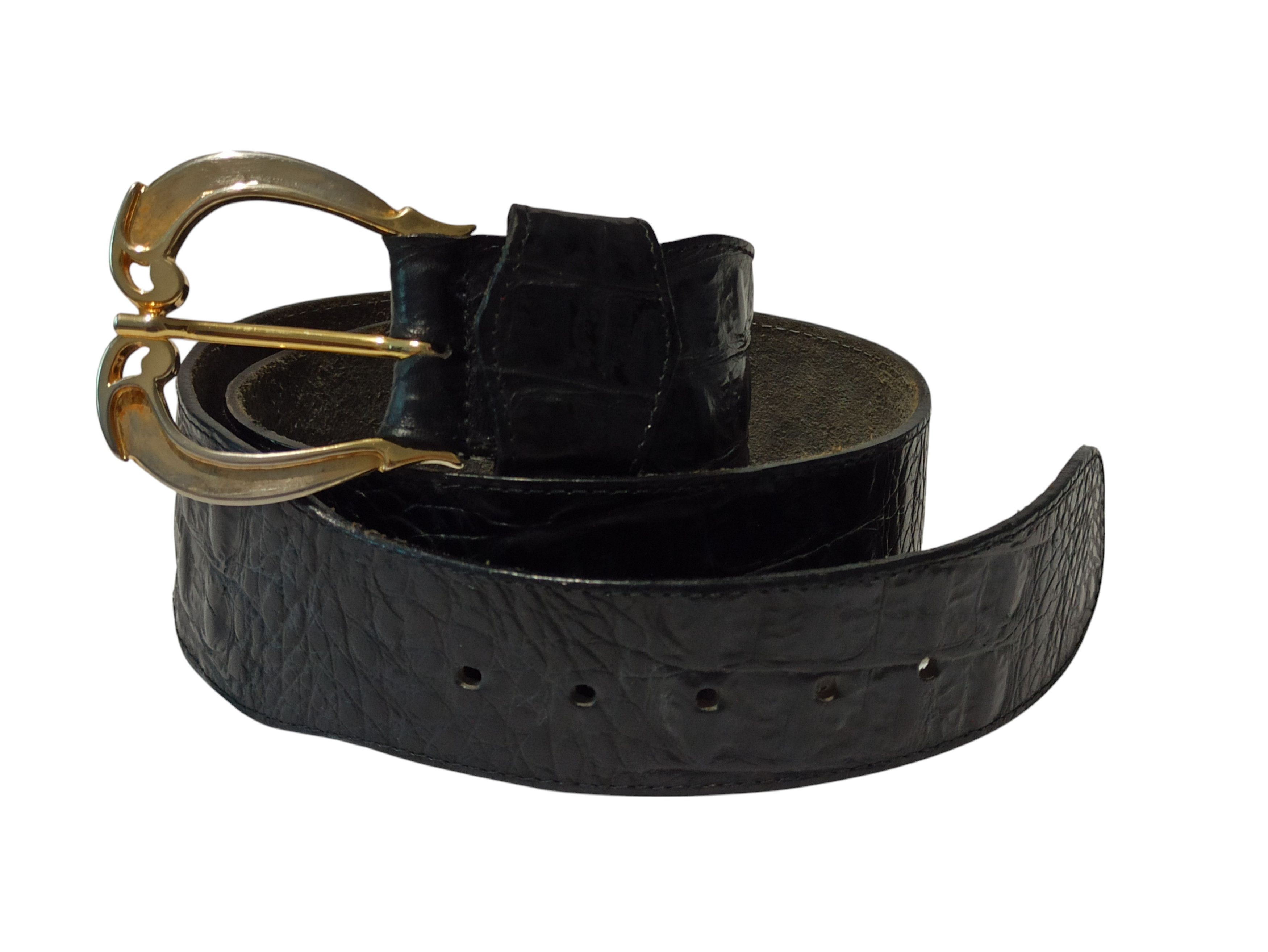 Vintage Vero Vitello Rare Croc-Embossed Leather Belt Size ONE SIZE - 2 Thumbnail