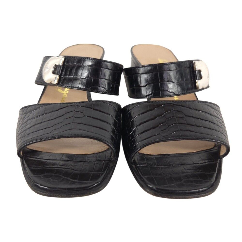 Salvatore Ferragamo Vintage Salvatore Ferragamo Croc Embossed Gancini Sandal 4.5 Size US 4.5 / IT 34.5 - 2 Thumbnail