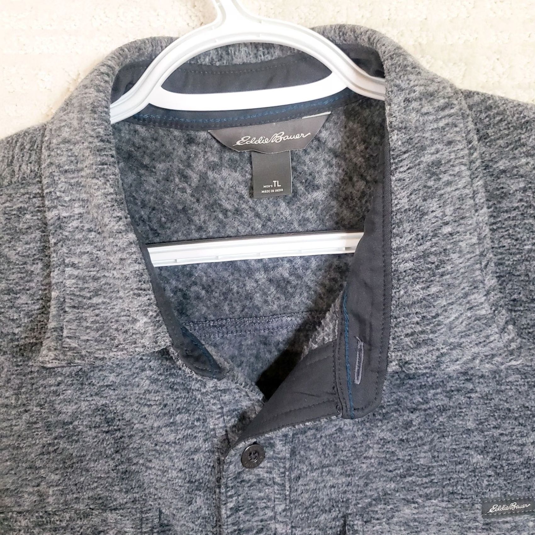 Eddie Bauer VINTAGE Eddie Bauer Shirt Mens LT Tall Gray Fleece Button Front Shirt Shacket Size US L / EU 52-54 / 3 - 4 Thumbnail