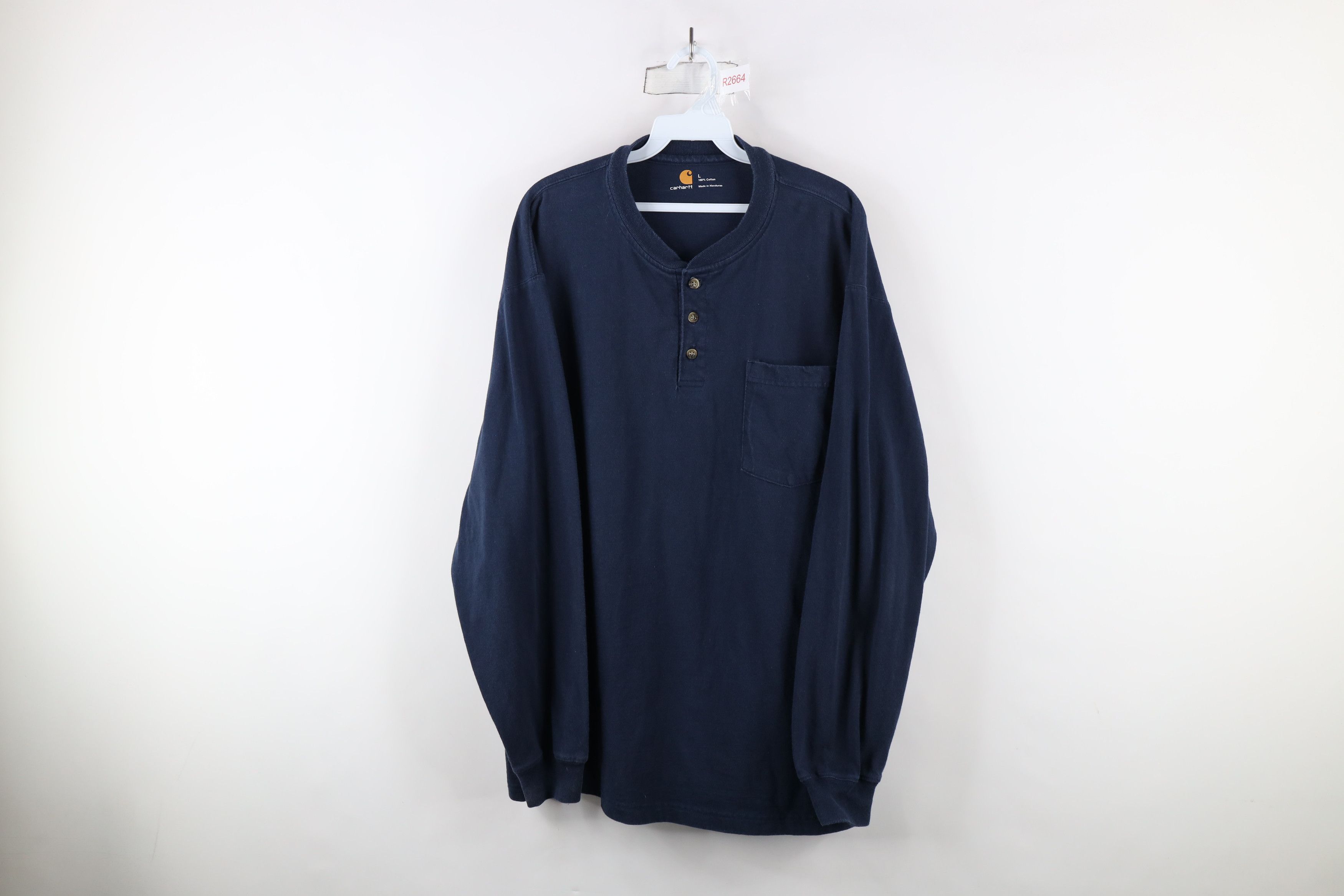 Carhartt × Vintage Vintage Carhartt Heavyweight Long Sleeve Henley T-Shirt Size US L / EU 52-54 / 3 - 1 Thumbnail