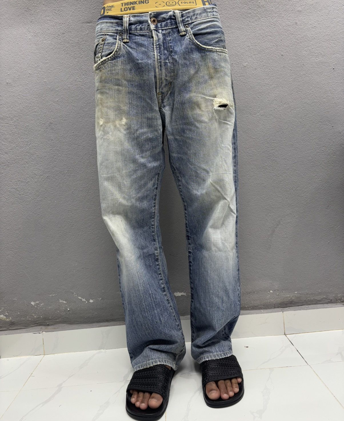 Edwin 🔥EDWIN 505z BAGGY JEANS DISTRESSED DENIM SELVEDGE JEANS Size US 32 / EU 48 - 14 Thumbnail