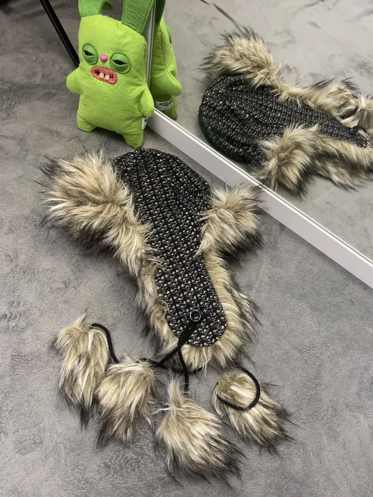 If Six Was Nine × Junya Watanabe × Le Grande Bleu (L.G.B.) Vintage Y2K Fuzzy Fur Ushanka Opium Japanese L.G.B Hat Size ONE SIZE - 1 Thumbnail