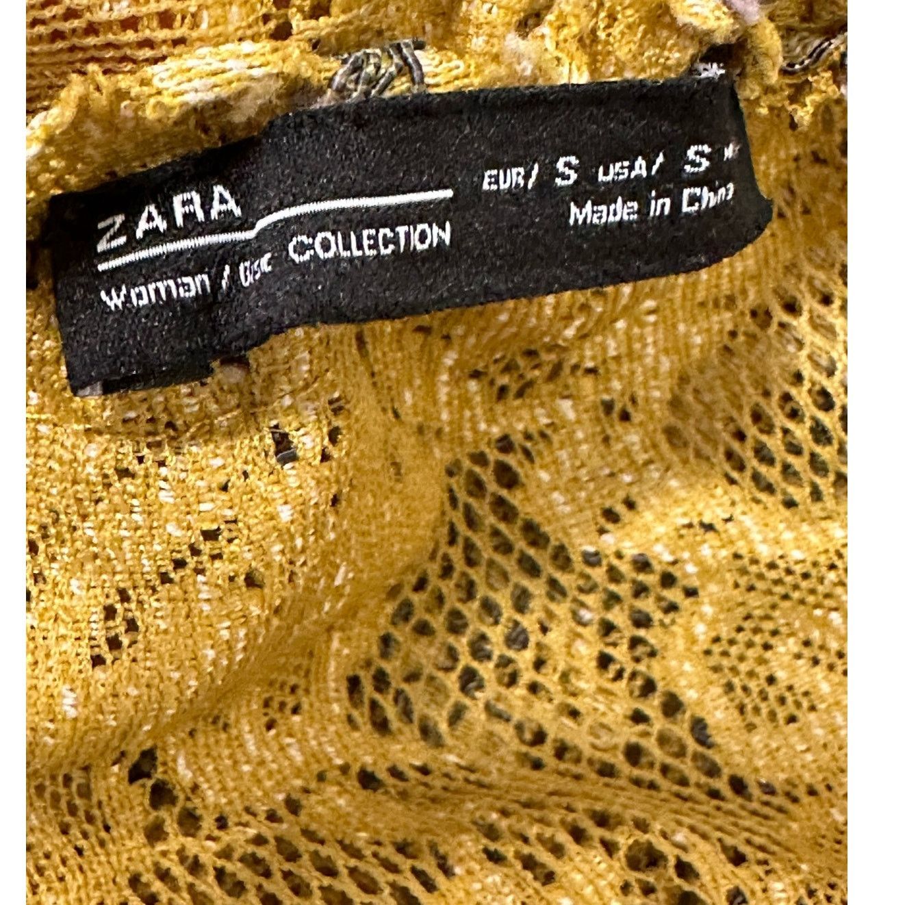 Zara Zara yellow mustard floral lace long sleeves crop top size S Size S / US 4 / IT 40 - 3 Thumbnail