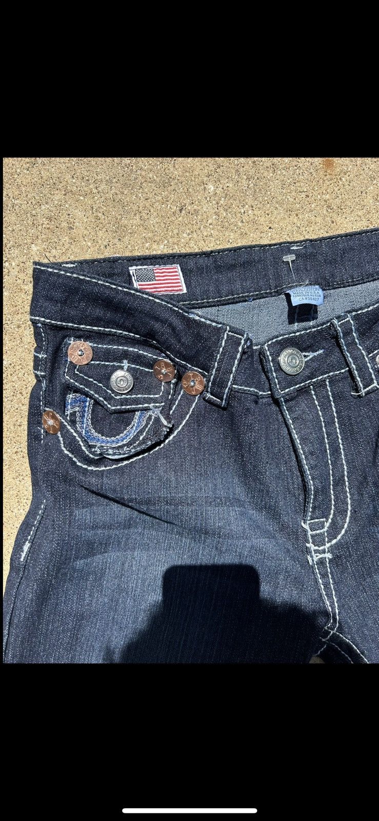 True Religion × Vintage True Religion White Stitch Jeans Size 29" - 2 Thumbnail