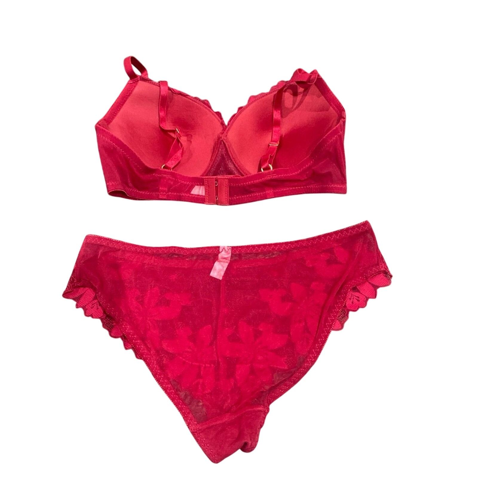 Shein 2 Piece Set Lace Bra and Panty in Red, Size L Size ONE SIZE - 2 Thumbnail