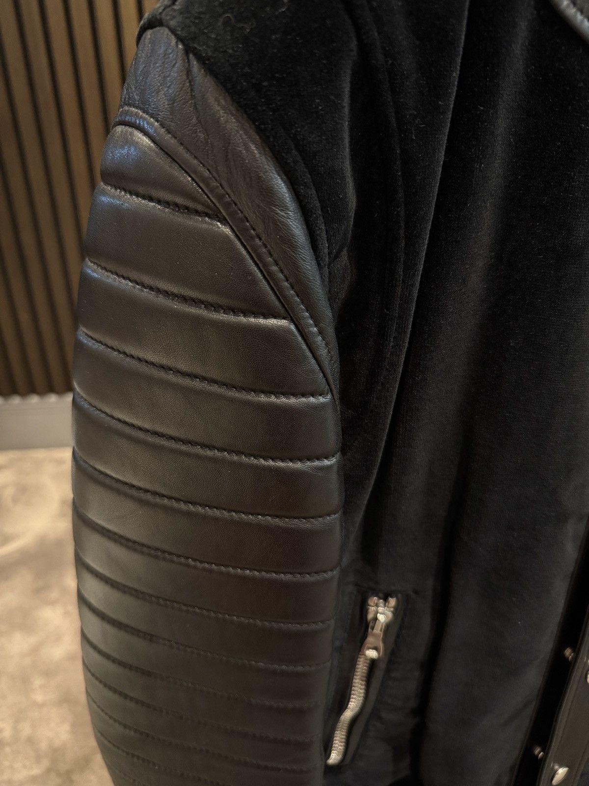 Balmain Balmain quilted leather velour varsity jacket Size US L / EU 52-54 / 3 - 3 Thumbnail