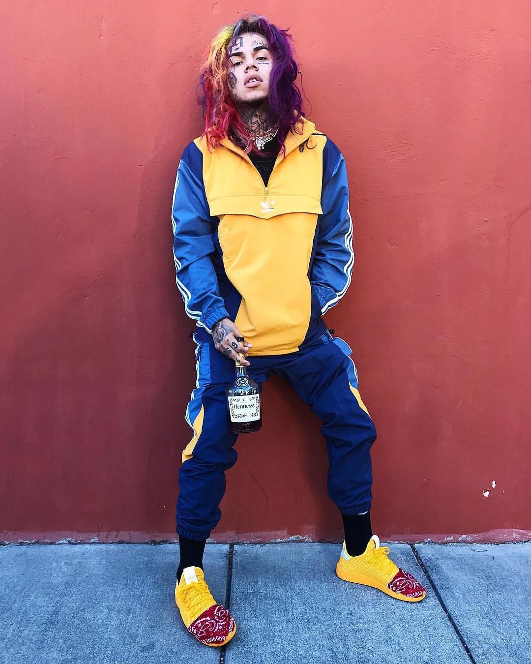 Adidas Yellow navy blue adidas anorak windbreaker jacket 6ix9ine 69 Size US S / EU 44-46 / 1 - 5 Thumbnail