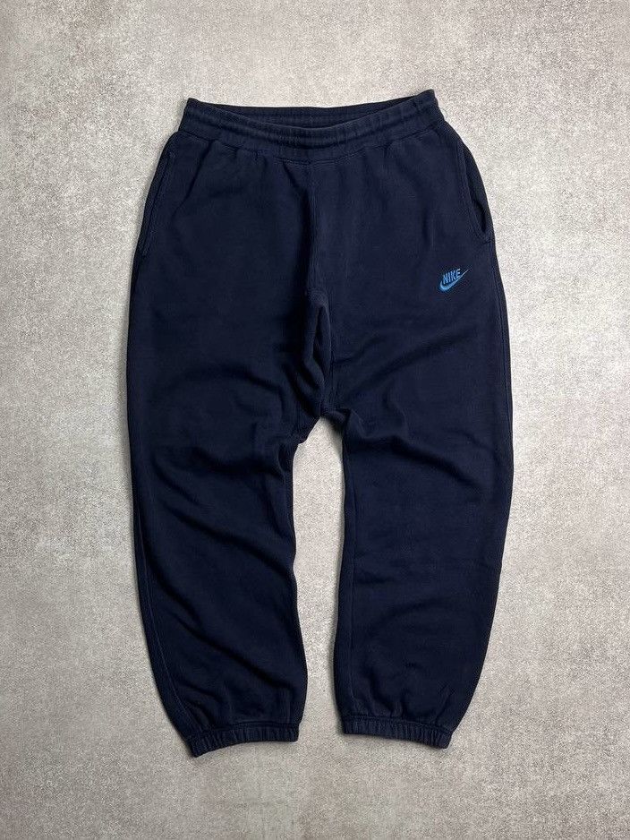 Nike × Vintage Vintage Nike Swoosh Baggy Cotton Sweatpants Y2K L Size US 34 / EU 50 - 1 Thumbnail