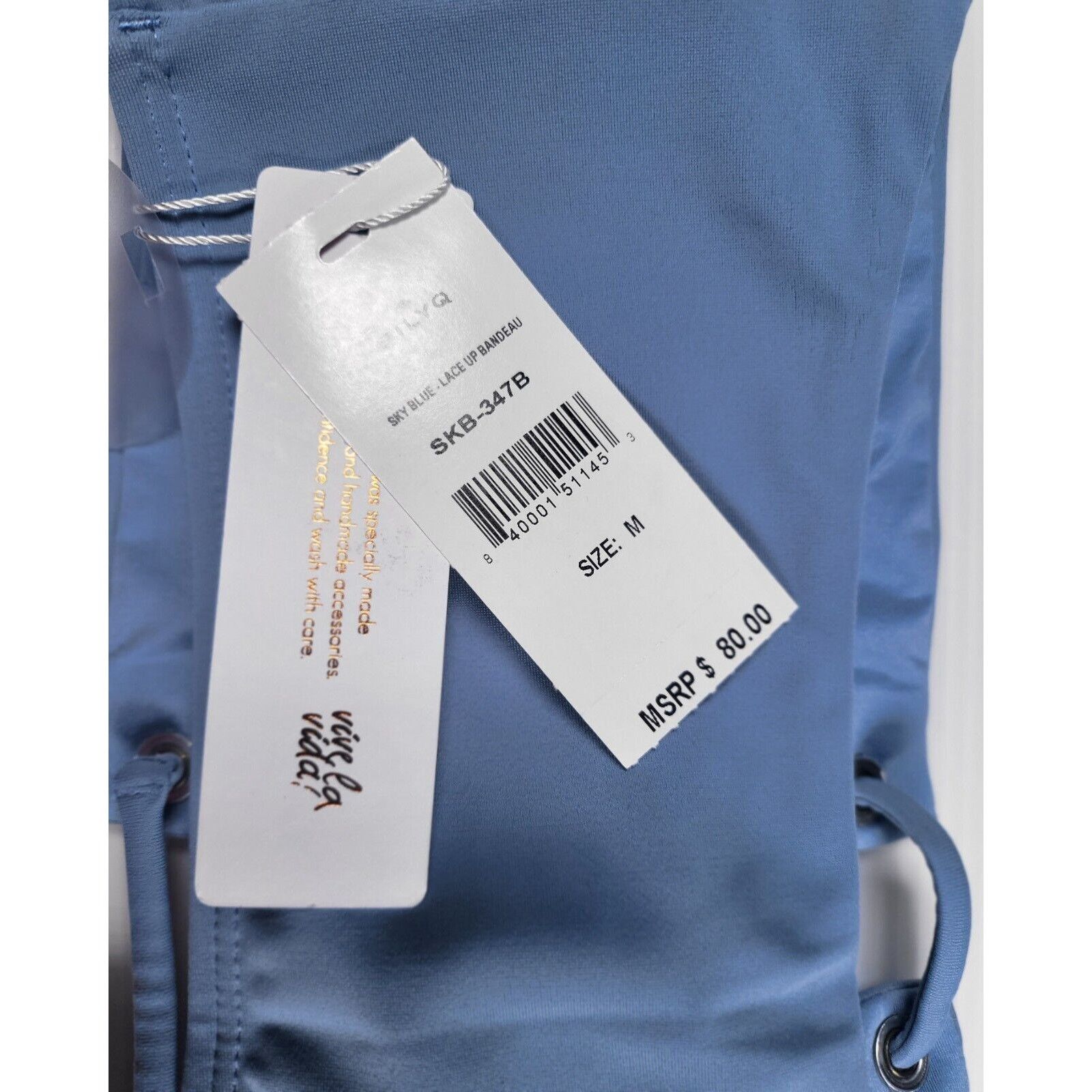 Other NWT PQ SWIM Women's Lace‎-Up Bandeau Bikini Top Sky Blue L Size L / US 10 / IT 46 - 2 Thumbnail