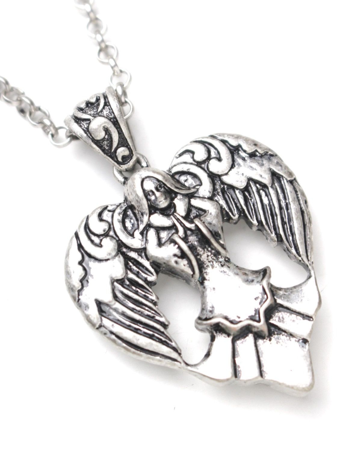 Vintage 2000S JIM SHORE ANGEL HEART PENDANT NECKLACE Size ONE SIZE - 3 Thumbnail