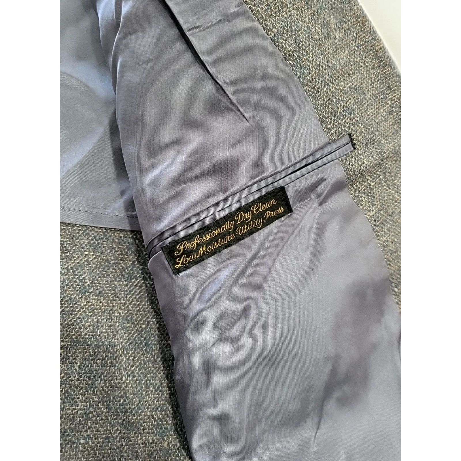 Hart Schaffner Marx VINTAGE Hart Schaffner Marx Diamonds Blazer Suit Jacket 80s Gray Blue Wool 44 Regular Men Mens Size 44R - 3 Thumbnail