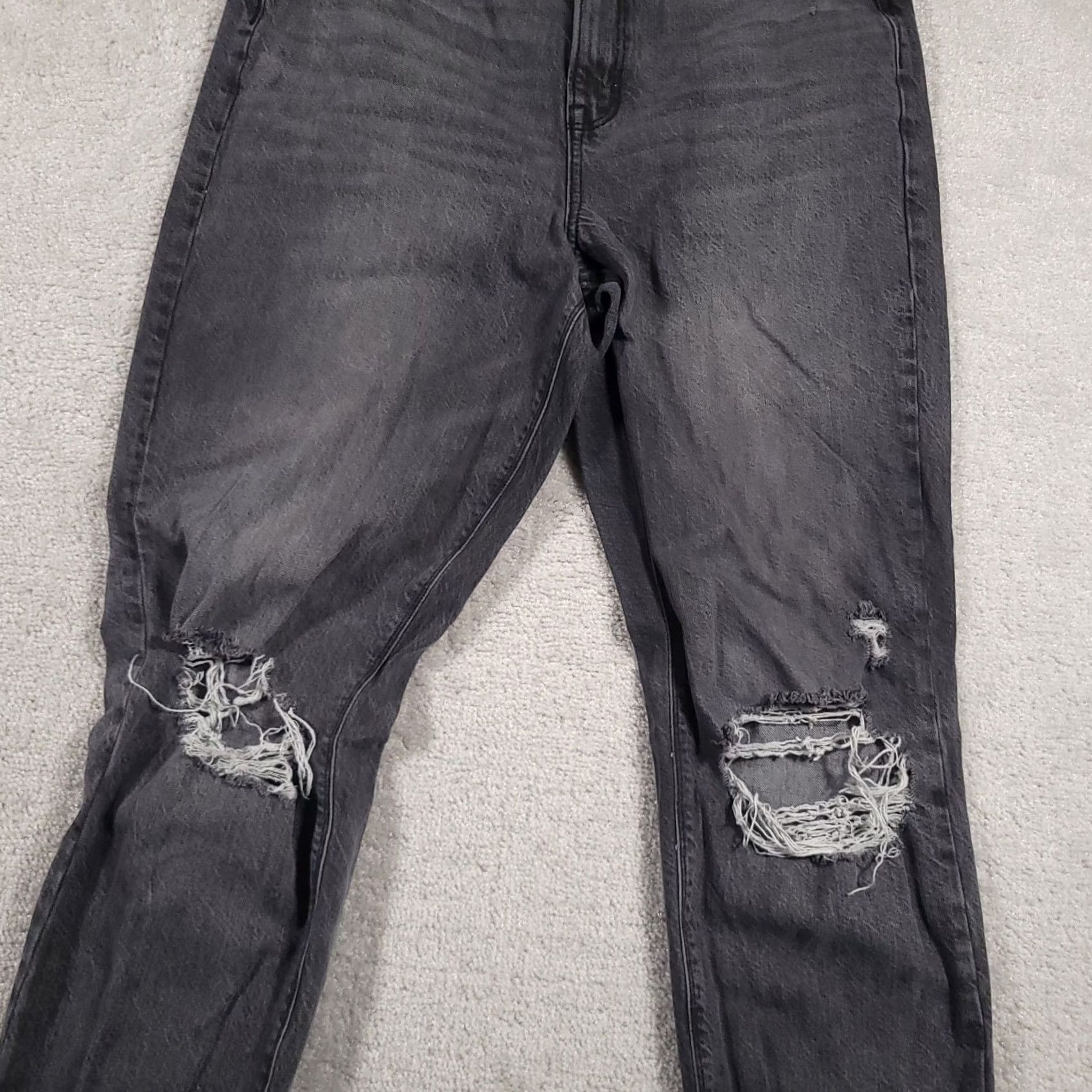 American Eagle Outfitters VINTAGE American Eagle Outfitters Mom Jeans Women 12 Tall Black Stretch High Distressed Jeans Mens Womens Girls Size 34" / US 12 / IT 48 - 4 Thumbnail