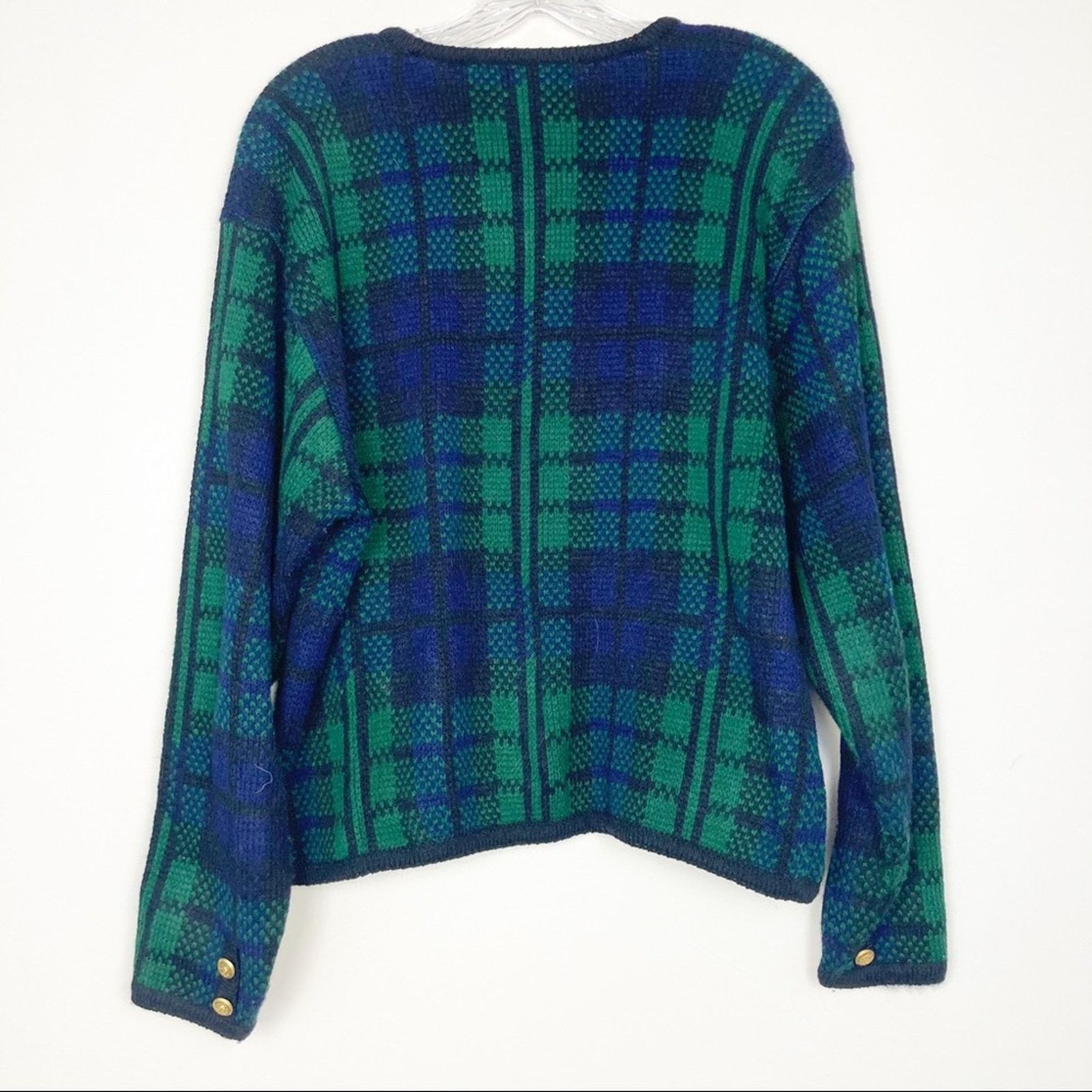 Vintage Vintage Tally Ho Green Plaid Button Front Cardigan Sz L Size L / US 10 / IT 46 - 2 Thumbnail