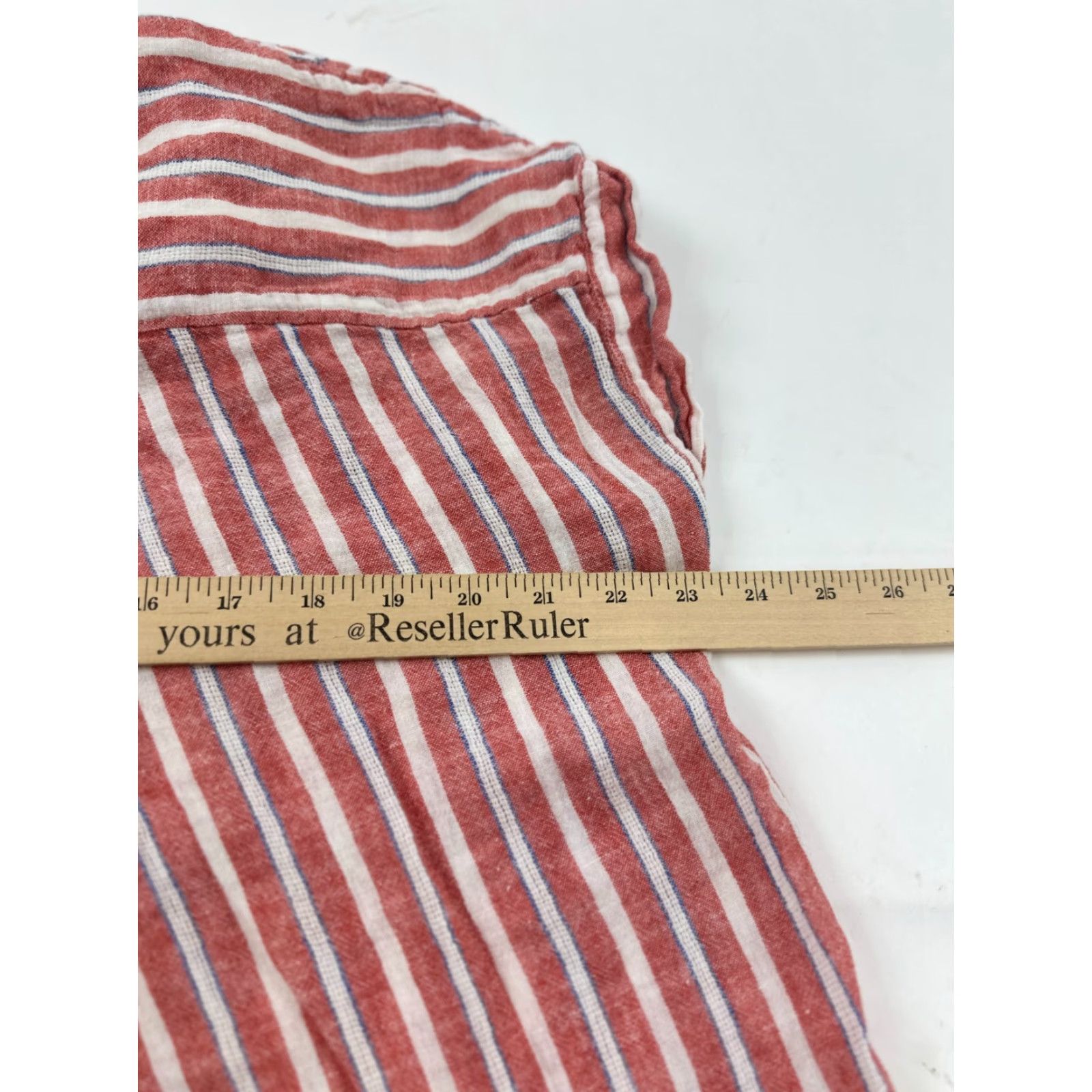 Lucky Brand Lucky Brand Shirt Women Large Red White Striped Sleeveless Open Back Button Up Size L / US 10 / IT 46 - 6 Thumbnail